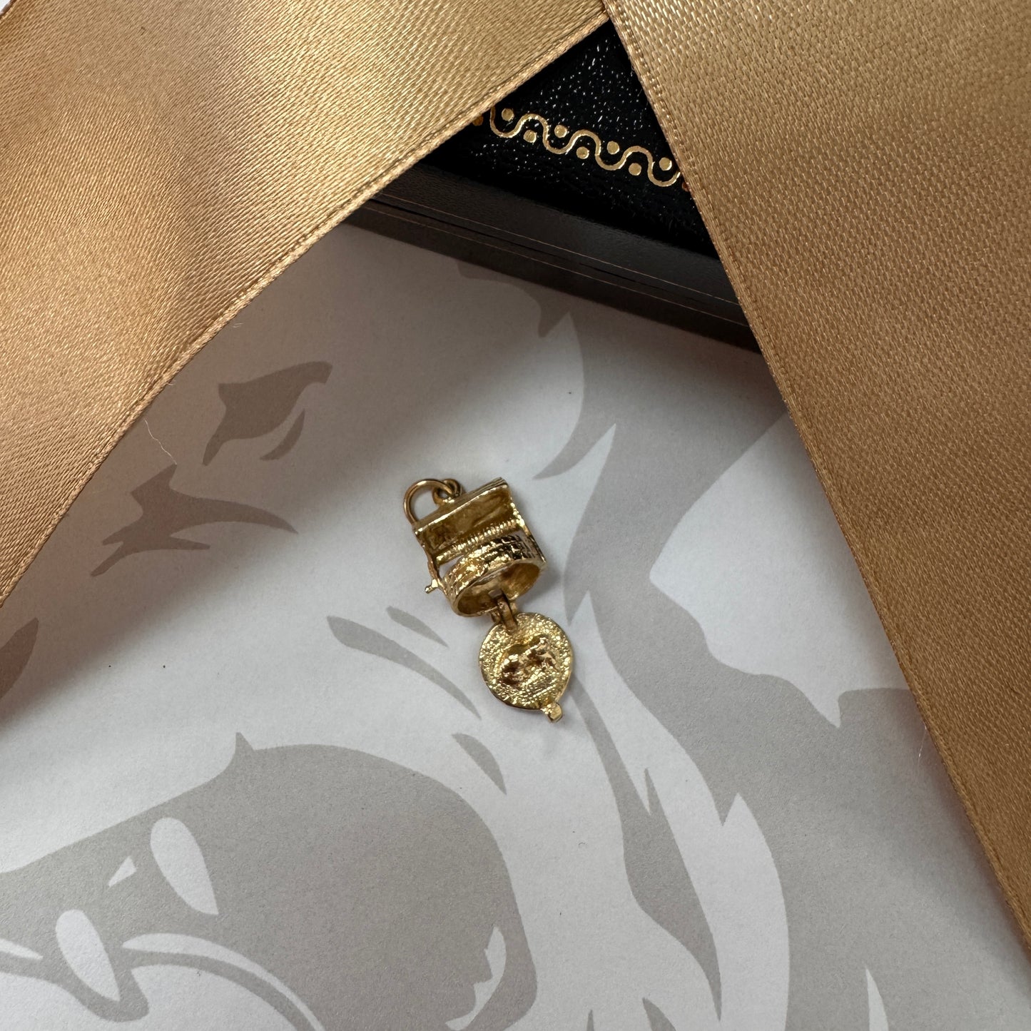 9ct Gold Well Charm with Cat Inside