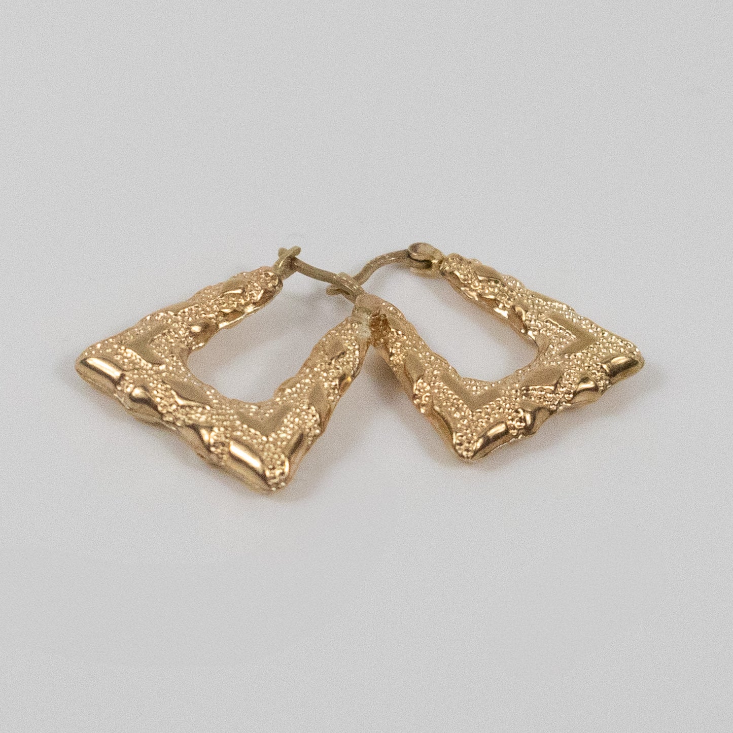 9ct Yellow Gold Textured Square Hoop Earrings