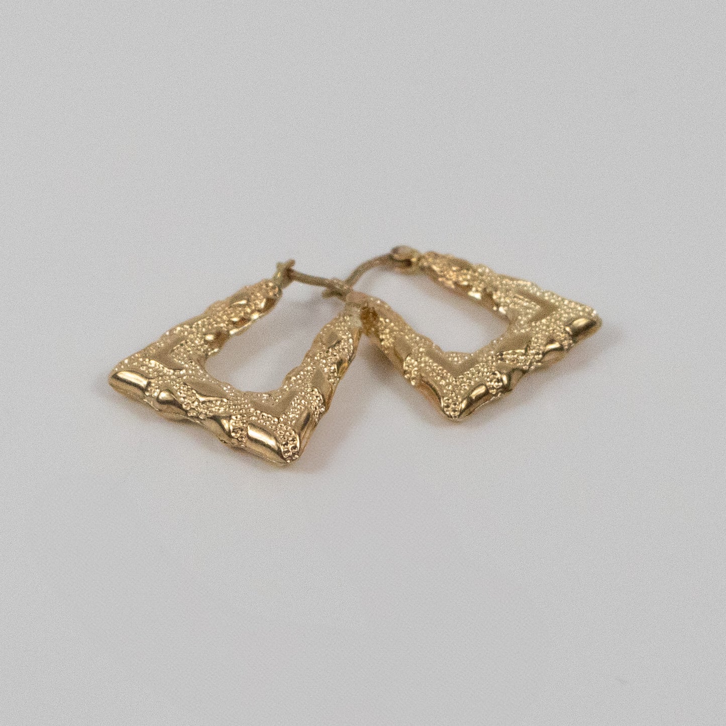 9ct Yellow Gold Textured Square Hoop Earrings