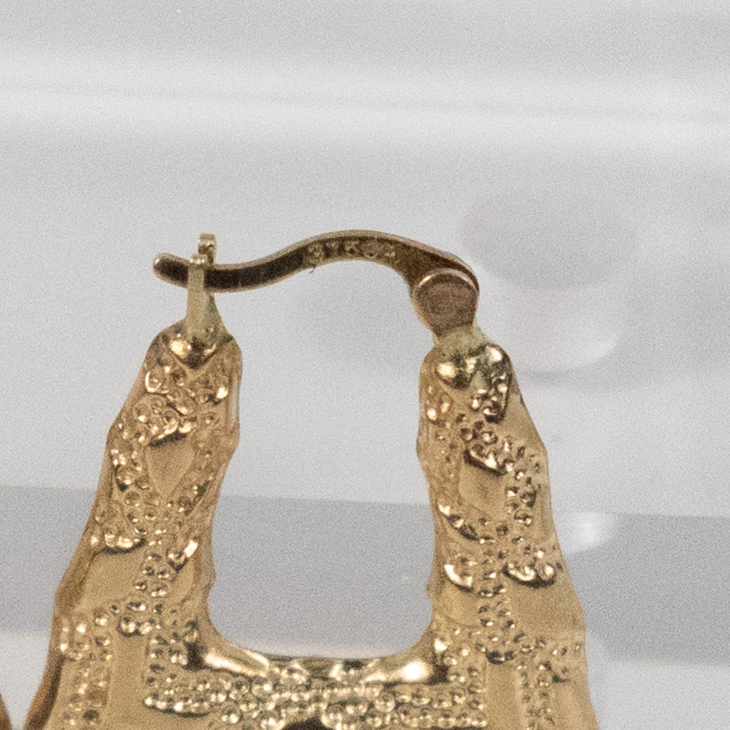 9ct Yellow Gold Textured Square Hoop Earrings