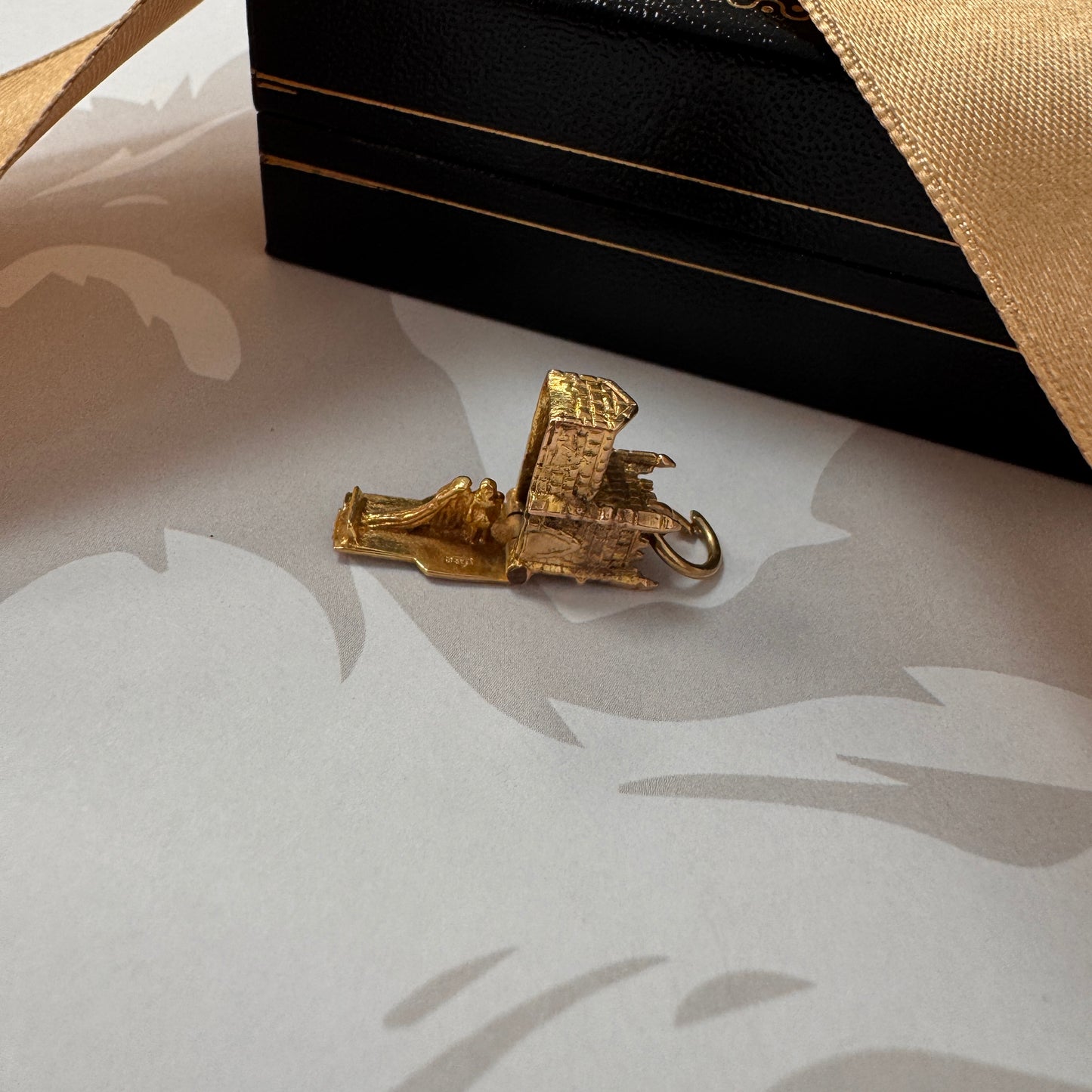 9ct Gold Opening Church Castle Charm with Wedding Couple Inside