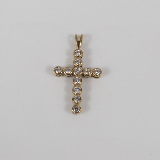 Second-Hand 9ct Yellow Gold Diamond Cross Pendant
