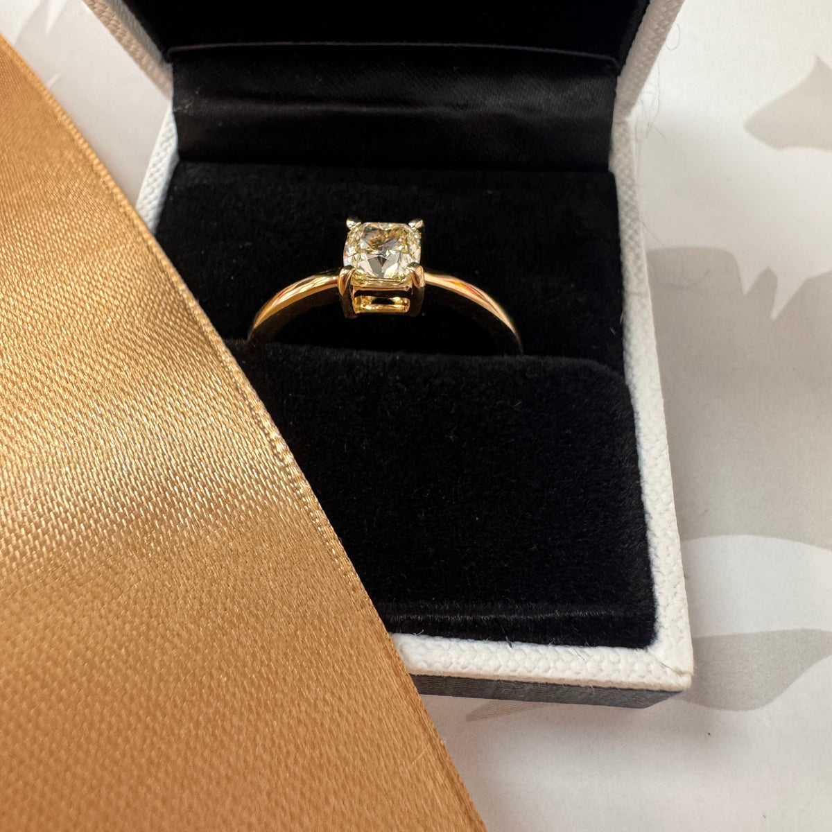 18ct Yellow Gold Cushion Cut Diamond Solitaire Ring