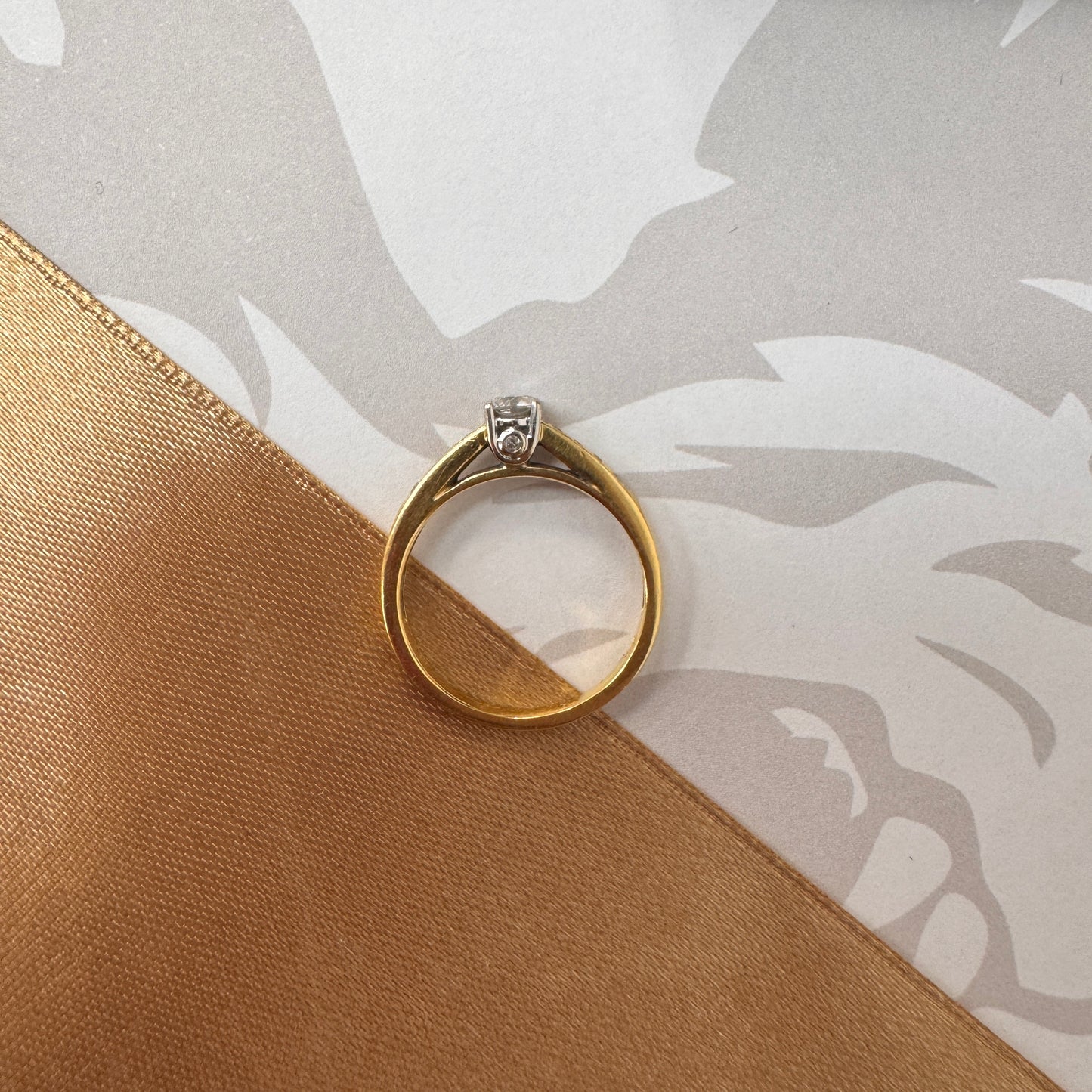 18ct Gold Diamond Engagement Ring With Grain Set Shoulders
