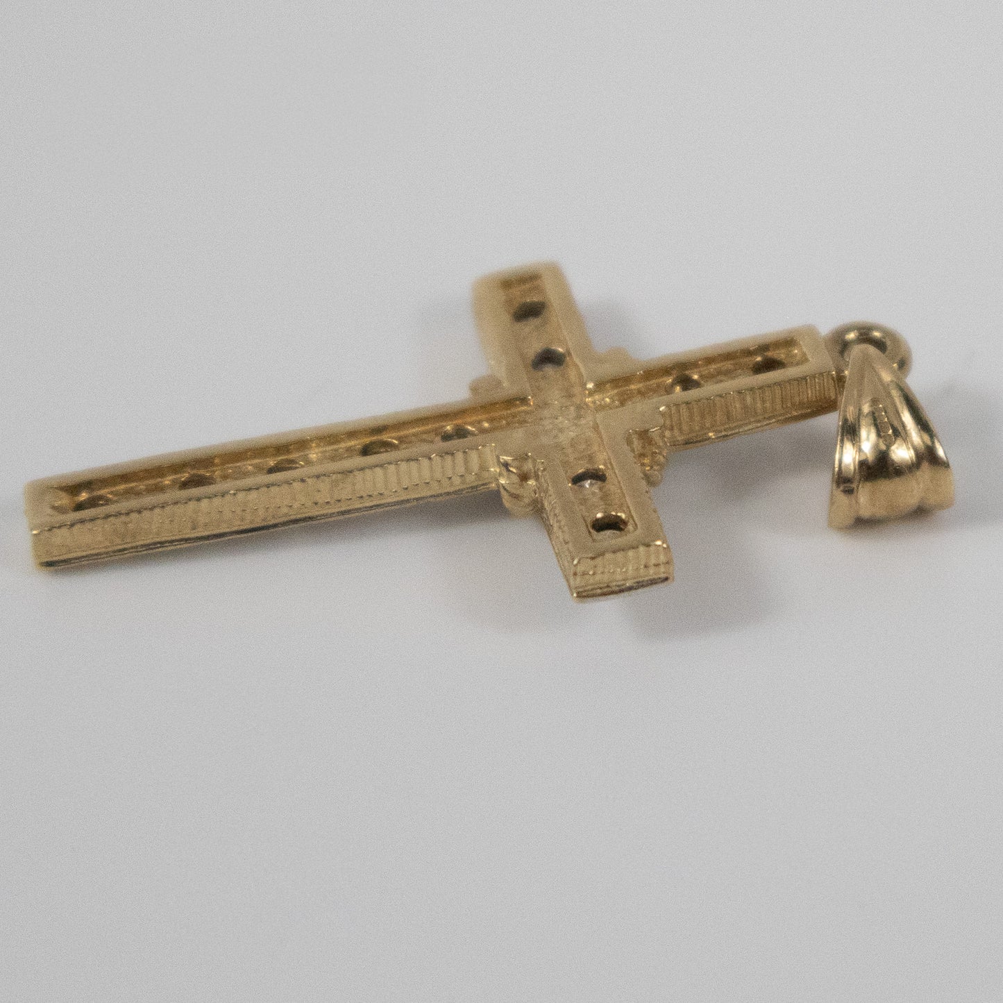 Second-Hand 9ct Gold Cross Pendant with Diamond Inlay