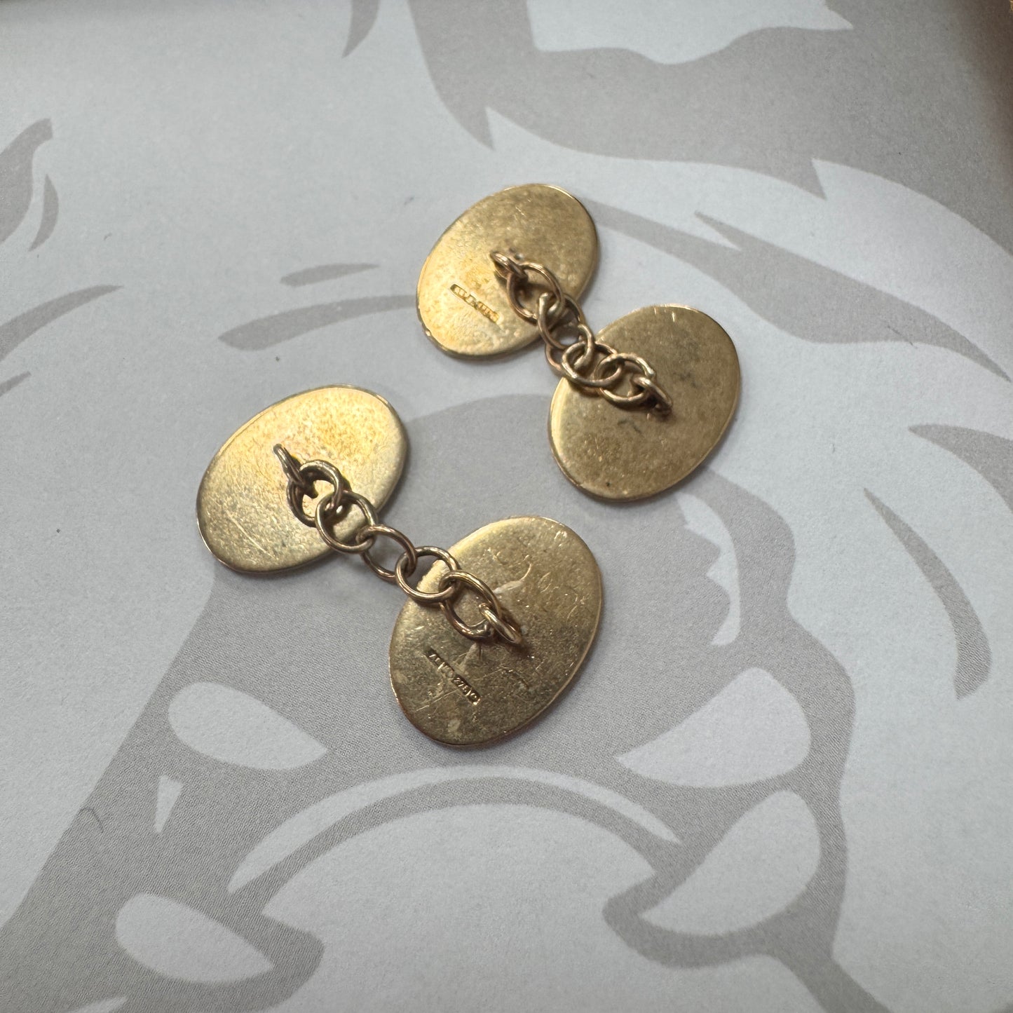 9ct Gold Oval Chain Link Cufflinks