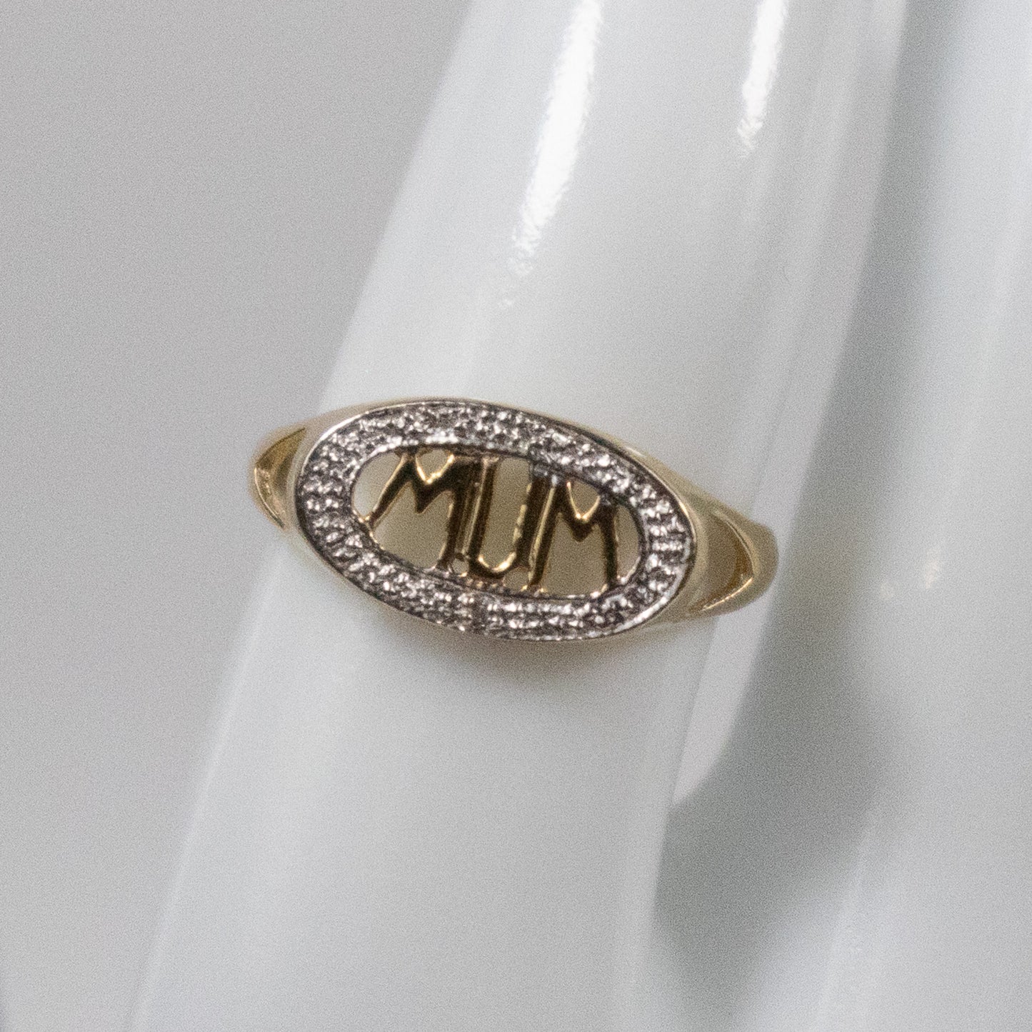 Second-Hand 9ct Gold MUM Ring with Diamond Accents