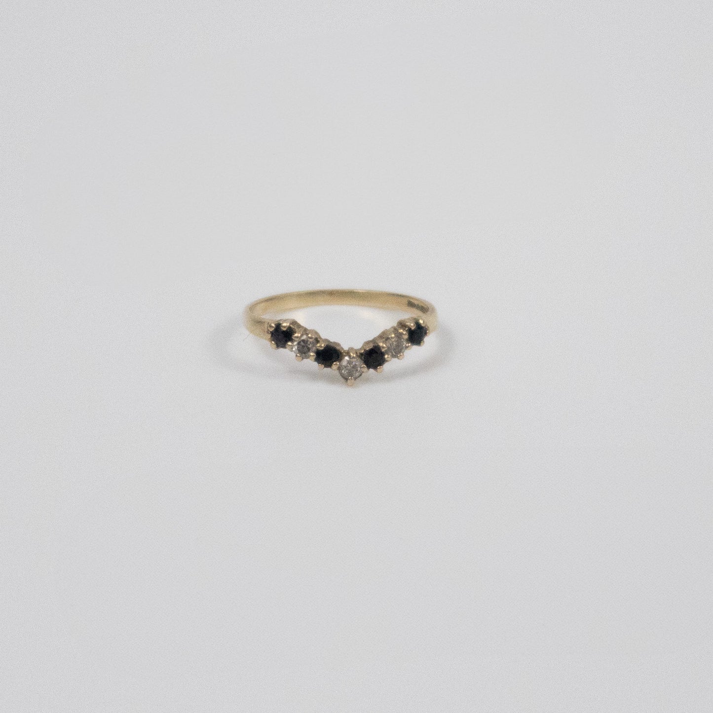 Second-Hand 9ct Yellow Gold Sapphire and Diamond Chevron Ring