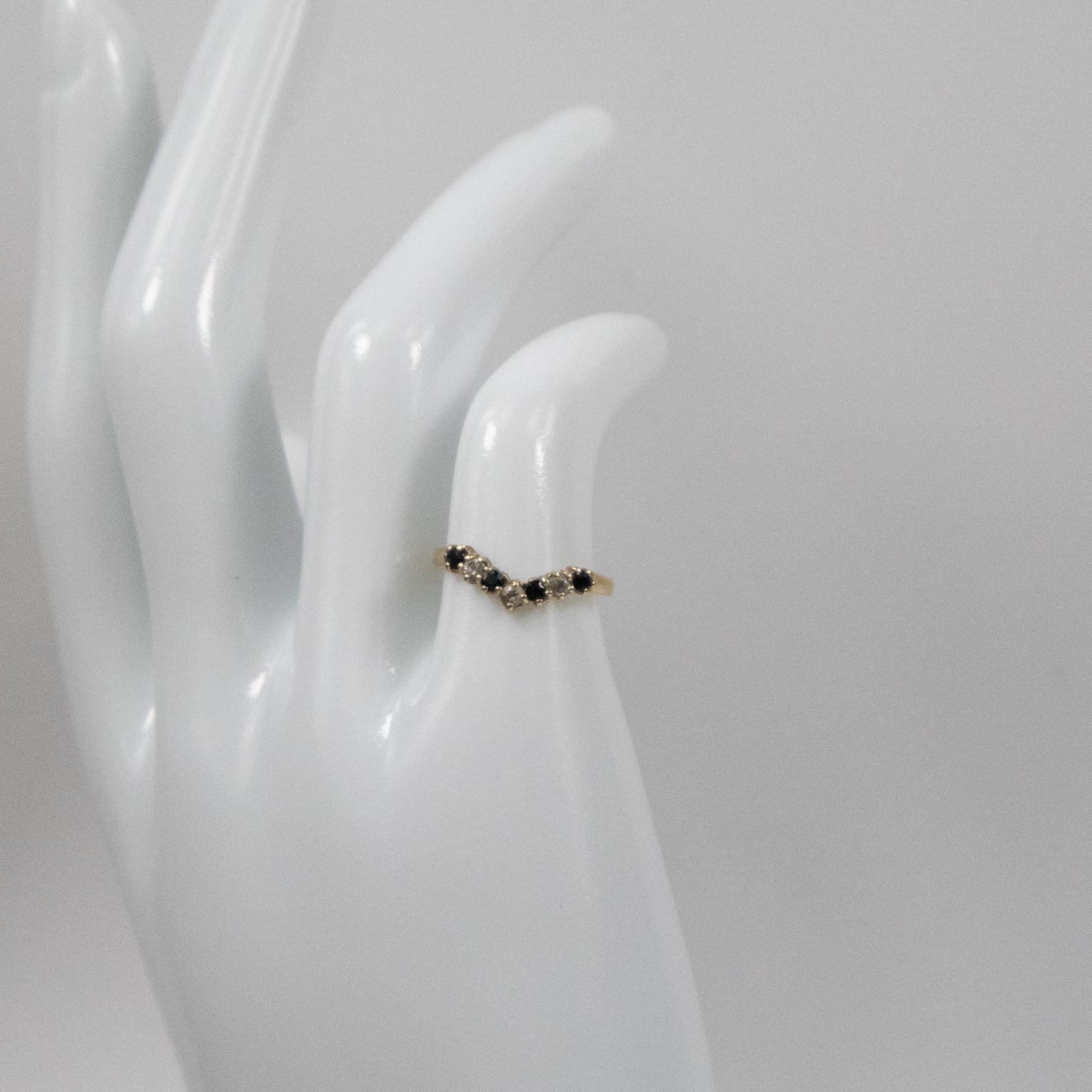 Second-Hand 9ct Yellow Gold Sapphire and Diamond Chevron Ring