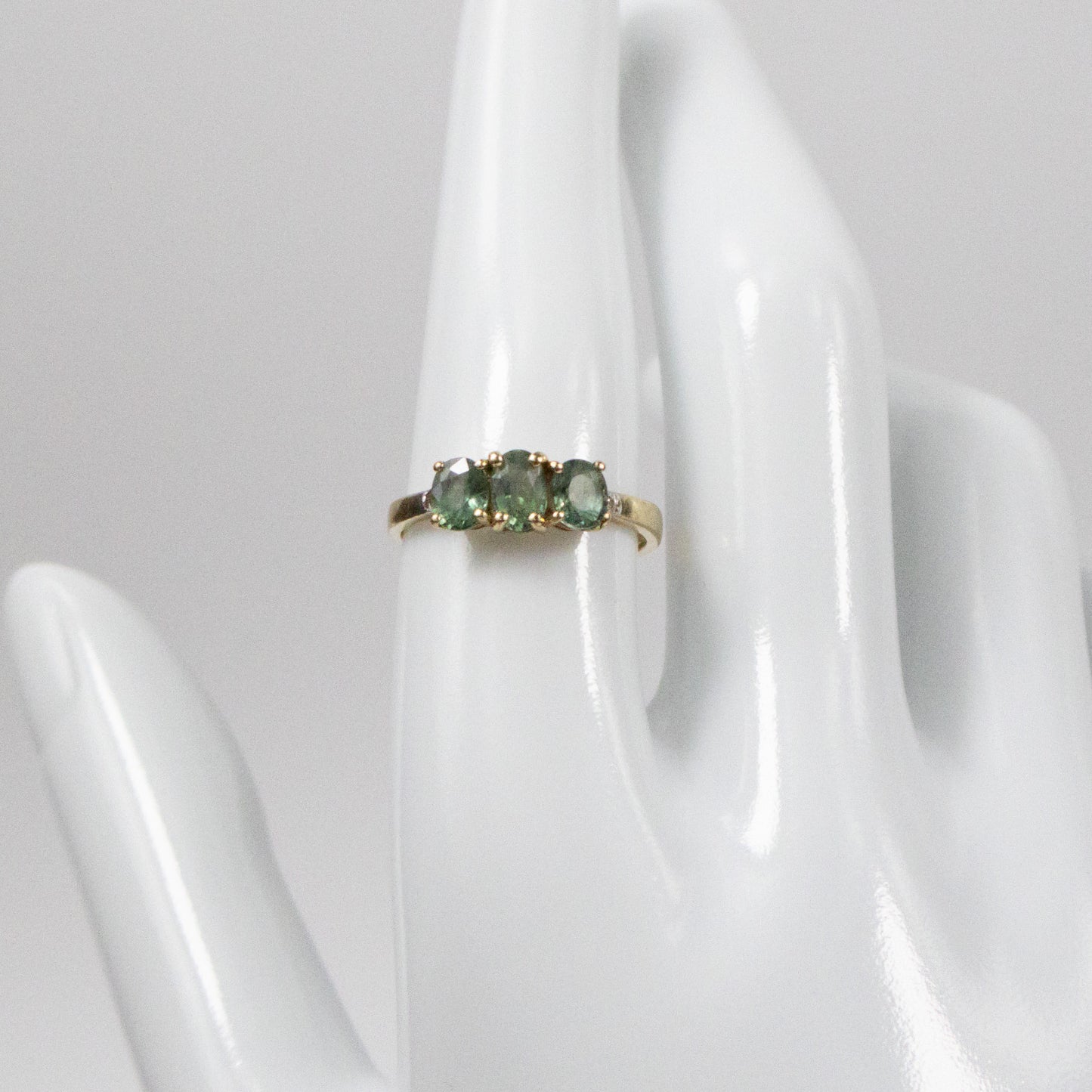 Second-Hand 9ct Gold Green Tourmaline and Diamond Ring