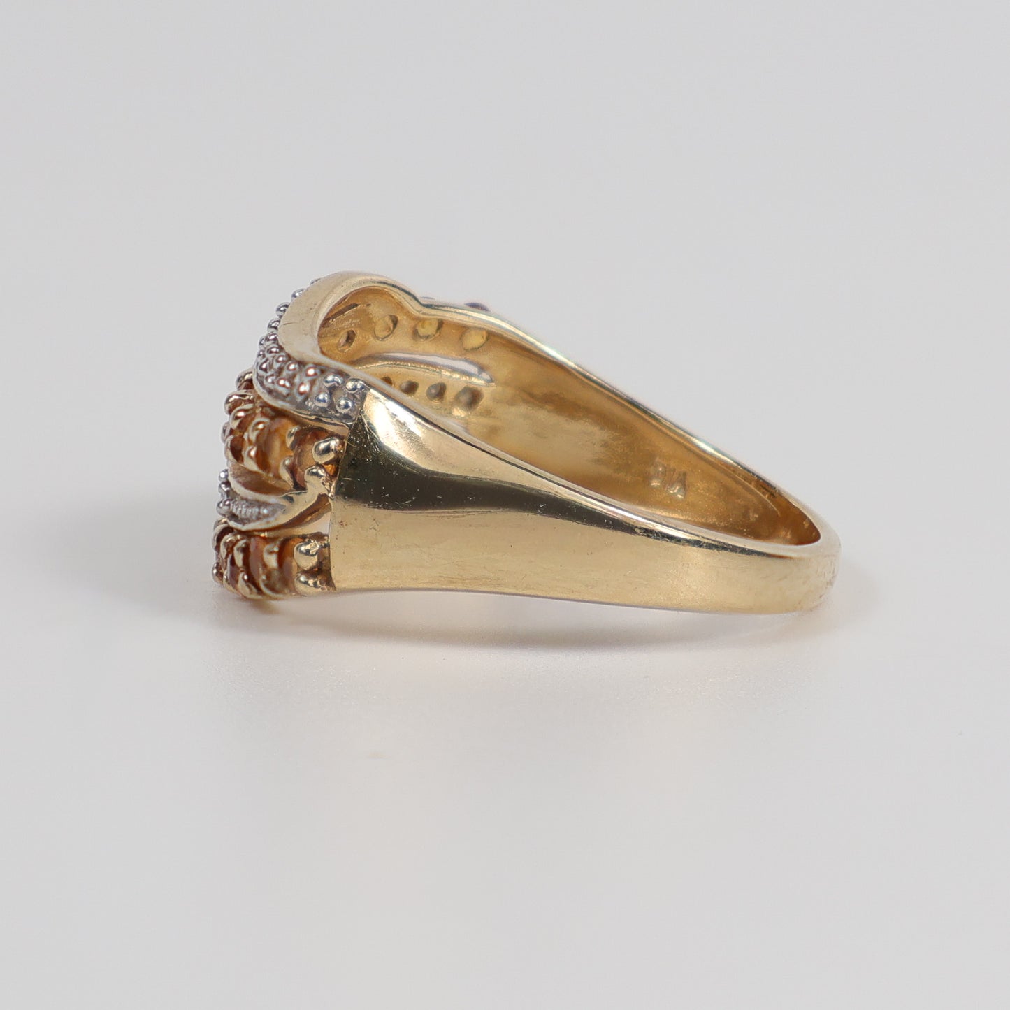 Second-Hand 9ct Yellow Gold Citrine & Diamond Wave Ring