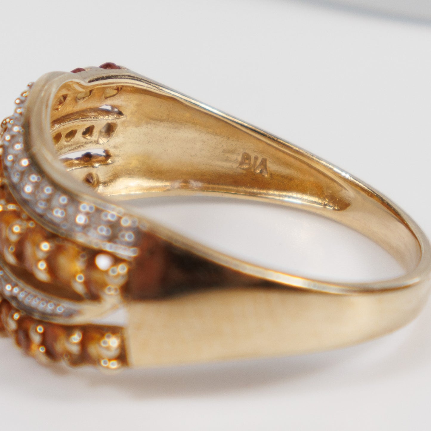 Second-Hand 9ct Yellow Gold Citrine & Diamond Wave Ring