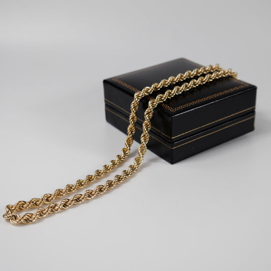 Second-Hand 9ct Yellow Gold 16 Inch Rope Chain Necklace – Lightweight