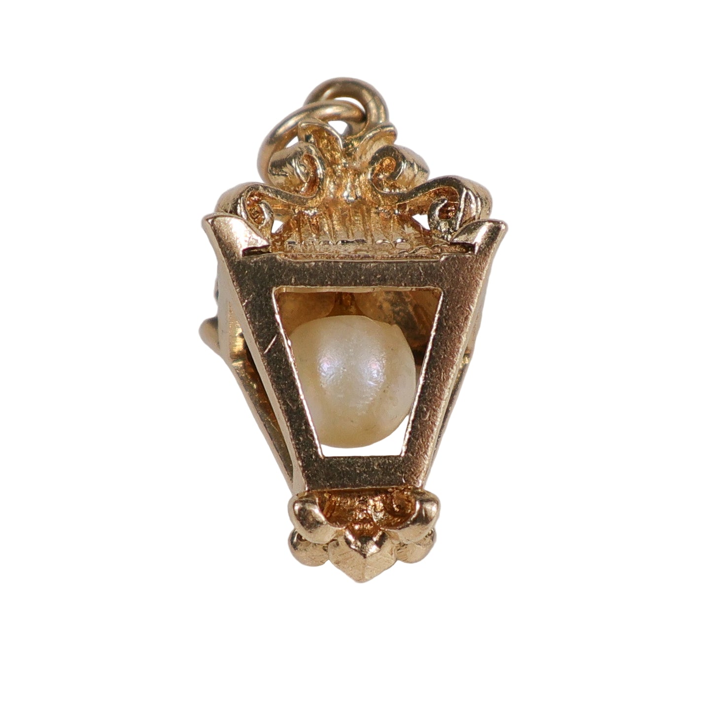 Second-Hand 9ct Yellow Gold Lantern Pendant with Pearl Centre