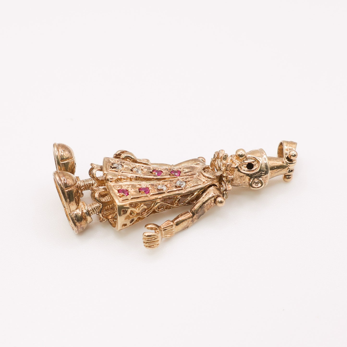 Second-Hand 9ct Yellow Gold Clown Pendant with Coloured Stones