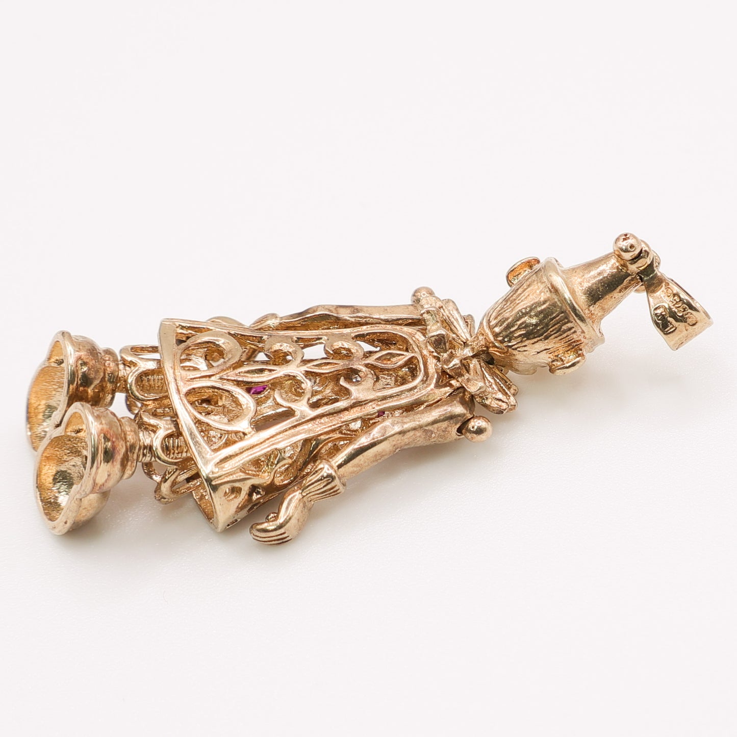 Second-Hand 9ct Yellow Gold Clown Pendant with Coloured Stones