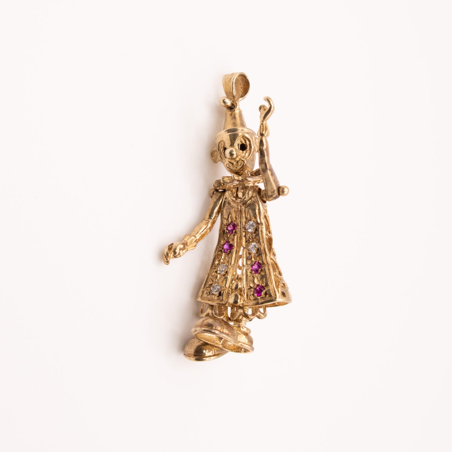 Second-Hand 9ct Yellow Gold Clown Pendant with Coloured Stones
