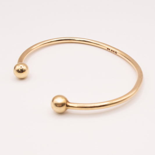 Second-Hand 9ct Yellow Gold Torque Bangle with Ball Ends