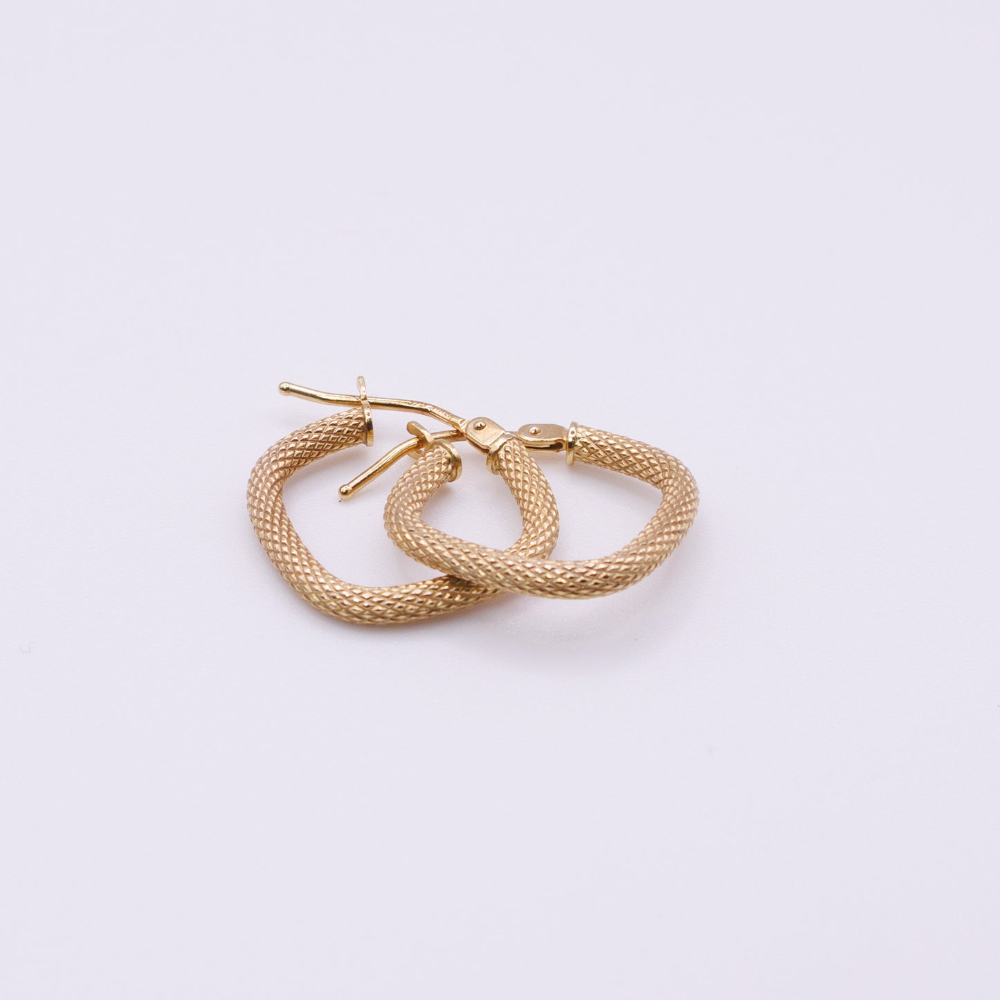 Second-Hand 9ct Yellow Gold Italian Textured Hoop Earrings