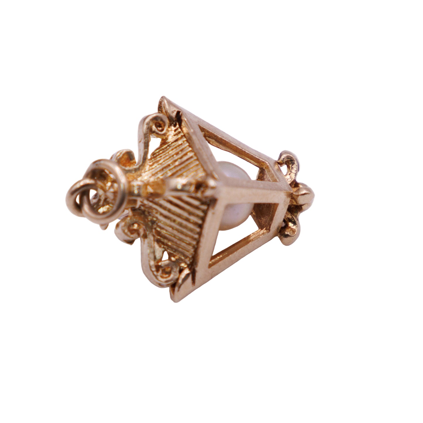 Second-Hand 9ct Yellow Gold Lantern Pendant with Pearl Centre