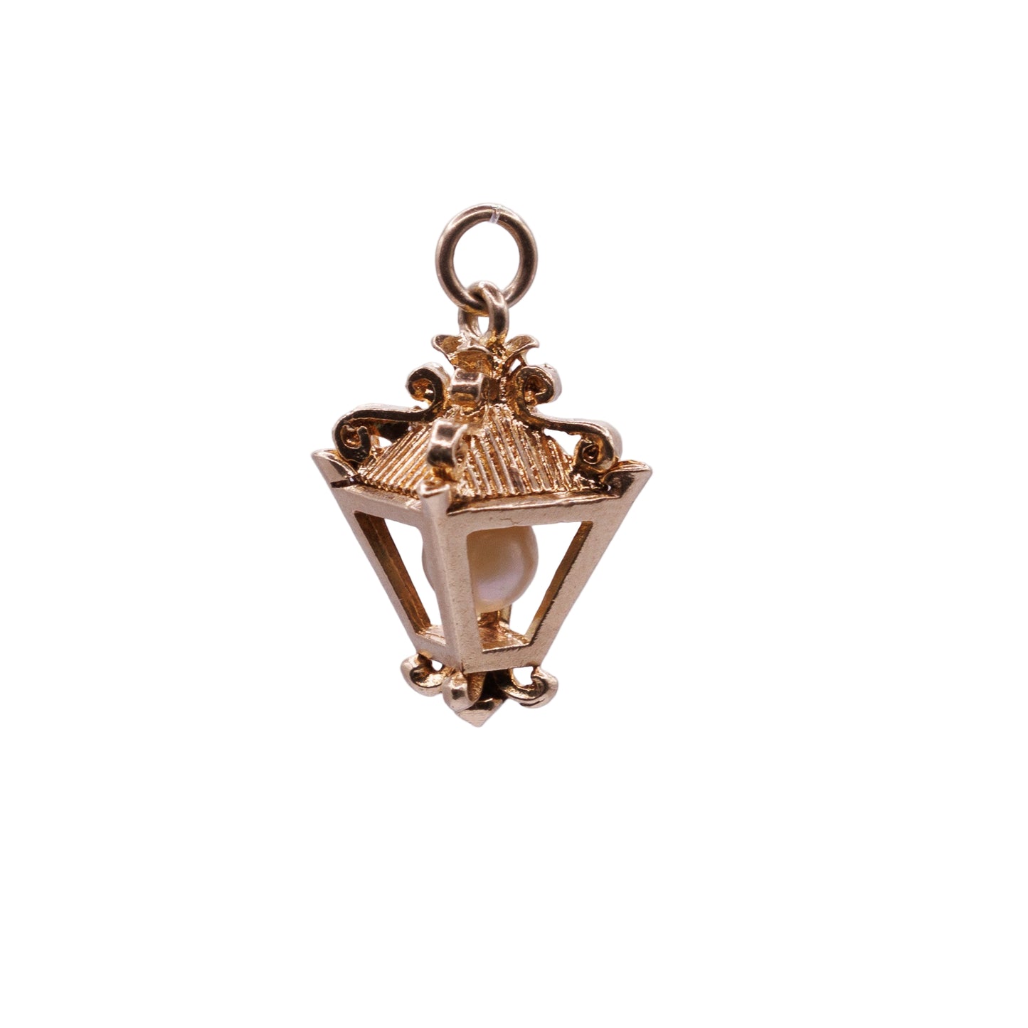 Second-Hand 9ct Yellow Gold Lantern Pendant with Pearl Centre