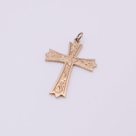 Second-Hand 9ct Yellow Gold Engraved Cross Pendant