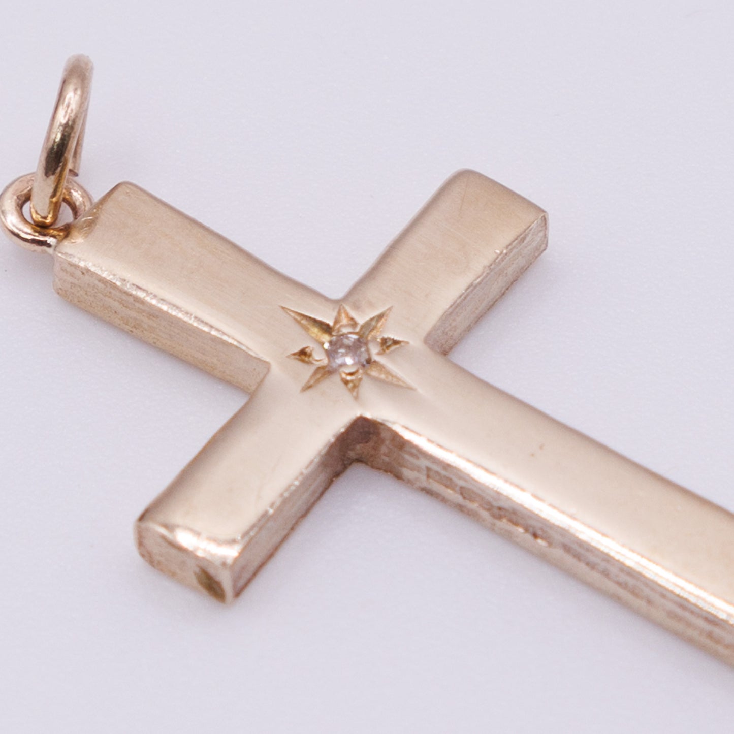 Second-Hand 9ct Yellow Gold Cross Pendant with Diamond Detail