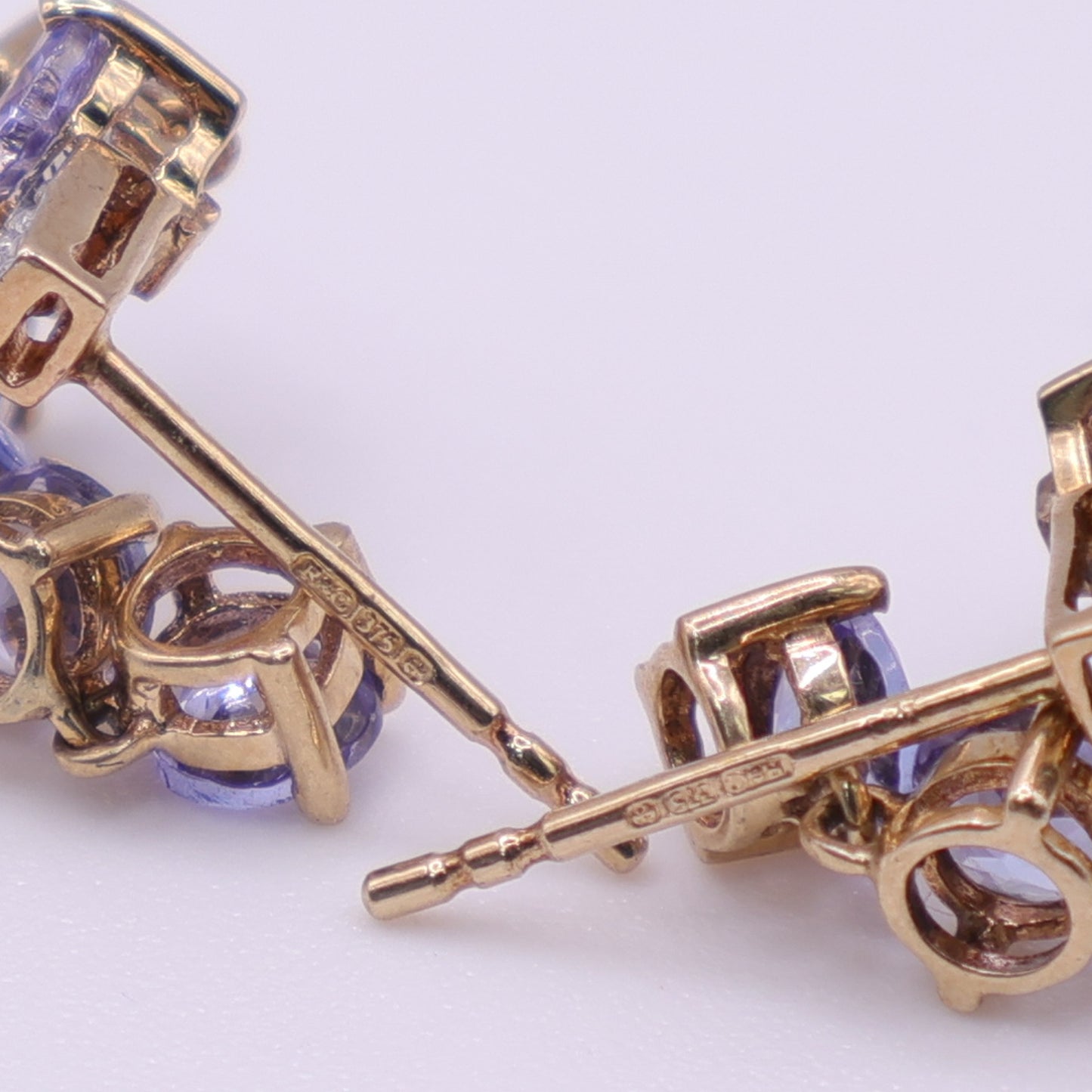 Second-Hand 9ct Yellow Gold Drop Earrings with Lilac Stones