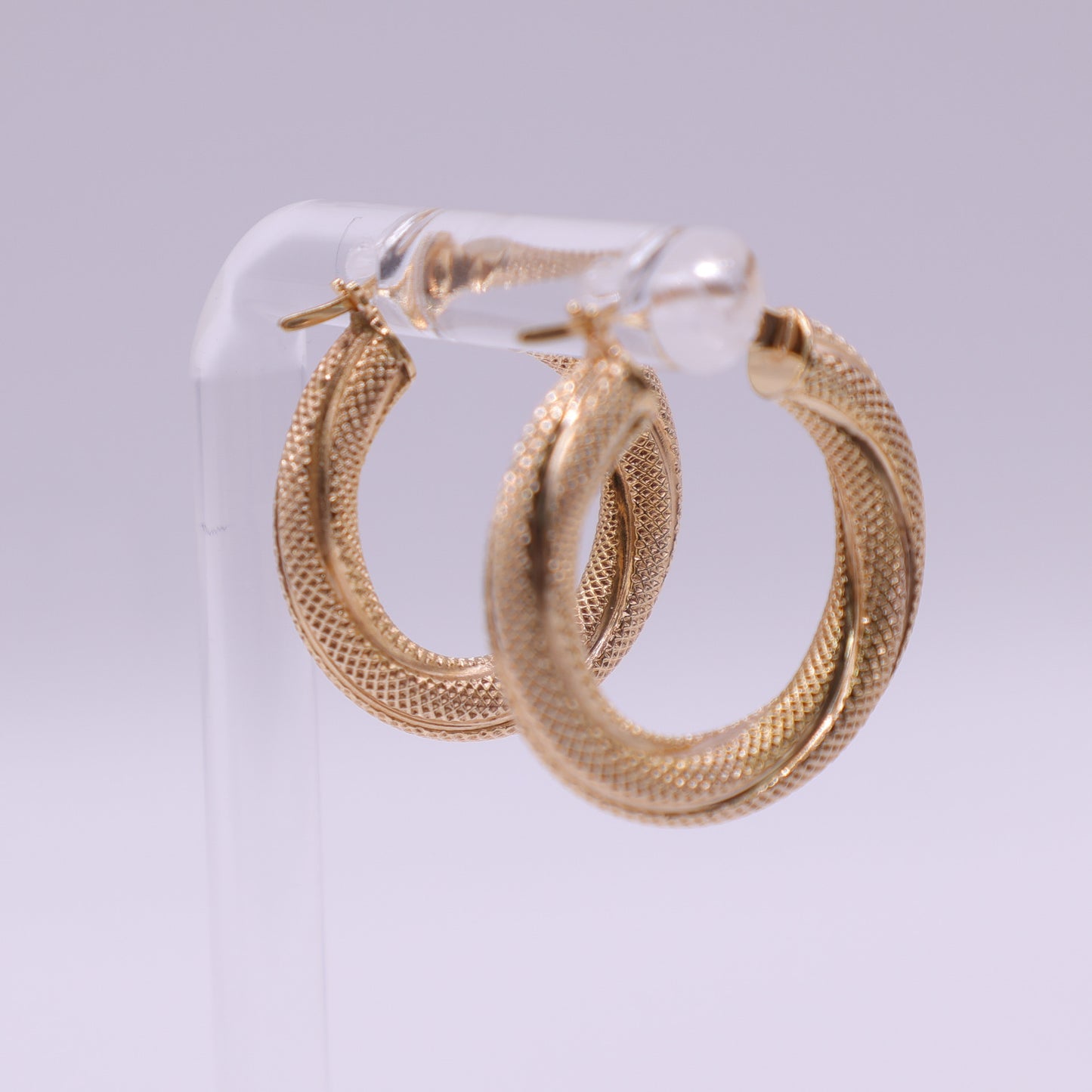 Second-Hand 9ct Gold 22mm Patterned Hoop Earrings