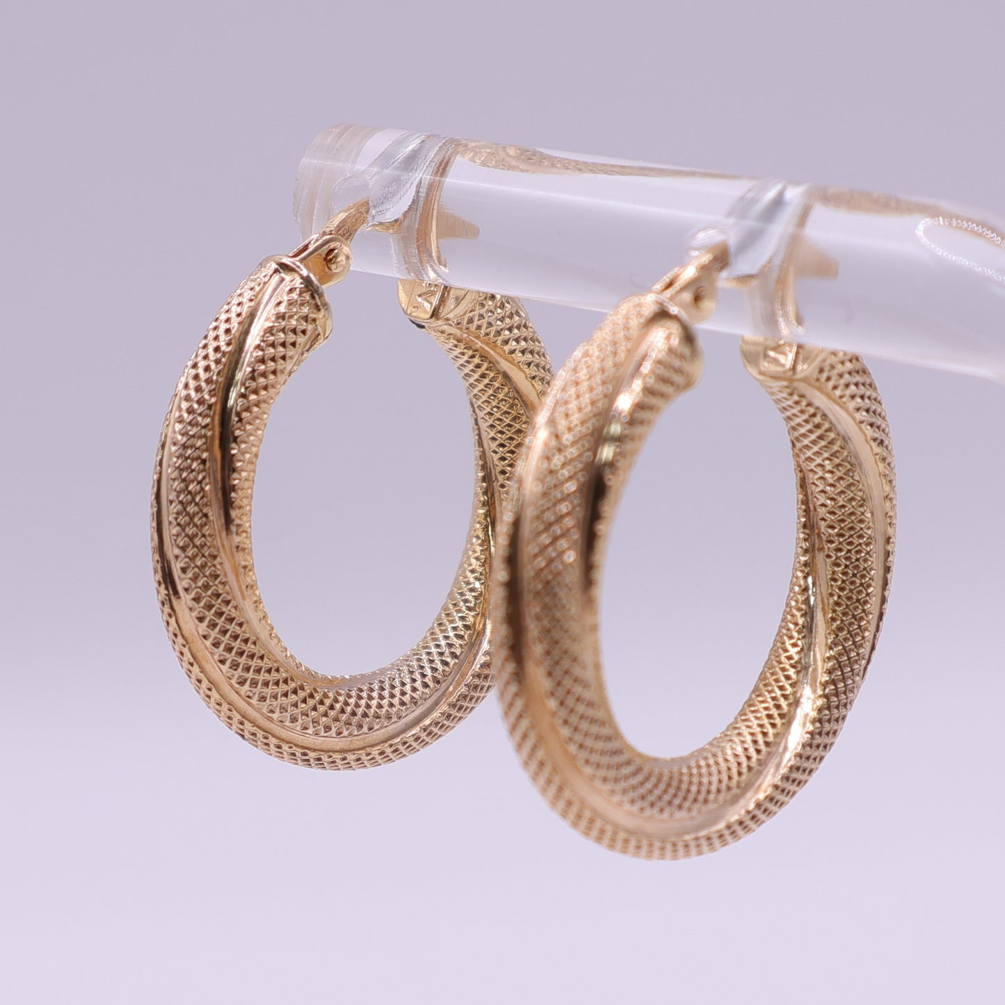 Second-Hand 9ct Gold 22mm Patterned Hoop Earrings