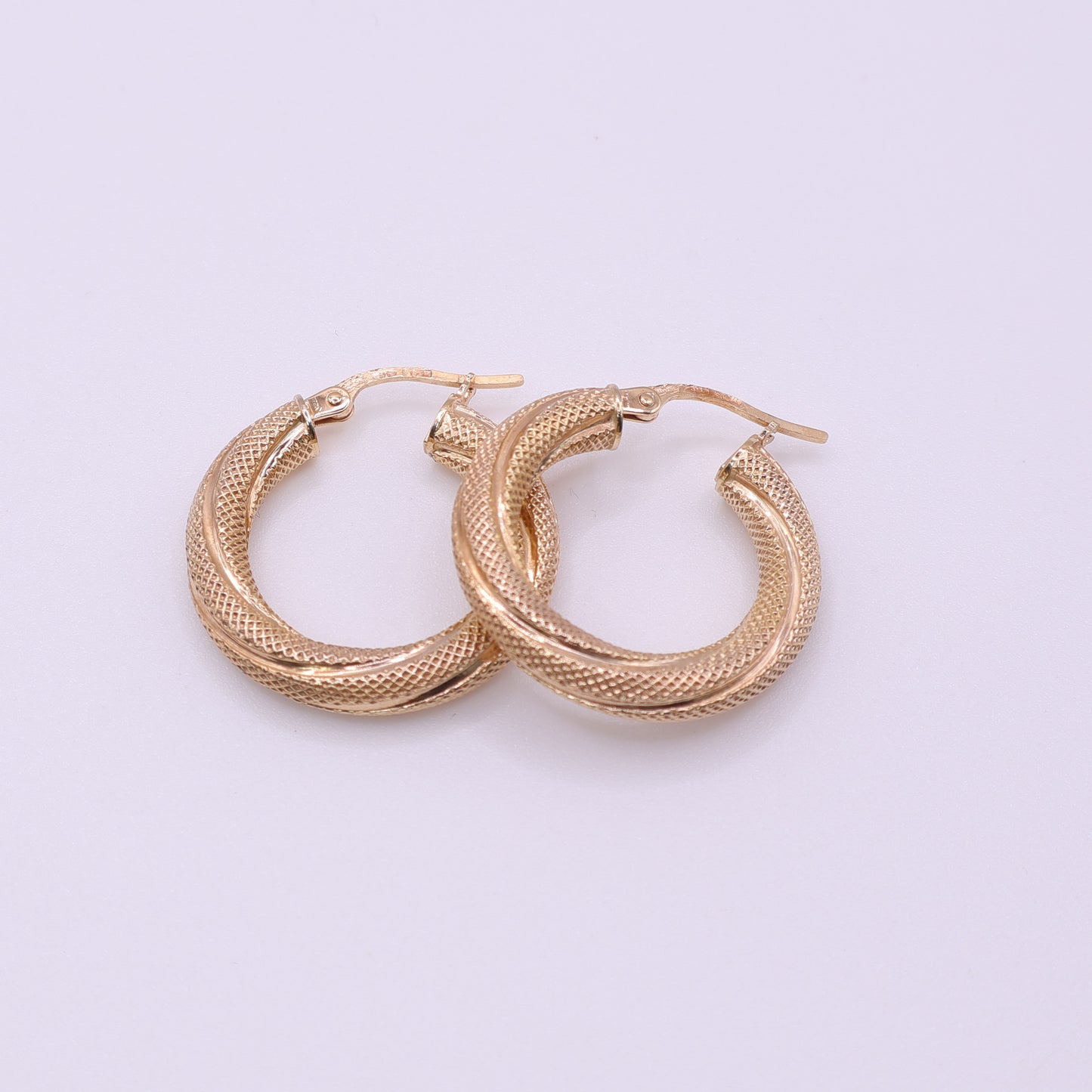 Second-Hand 9ct Gold 22mm Patterned Hoop Earrings