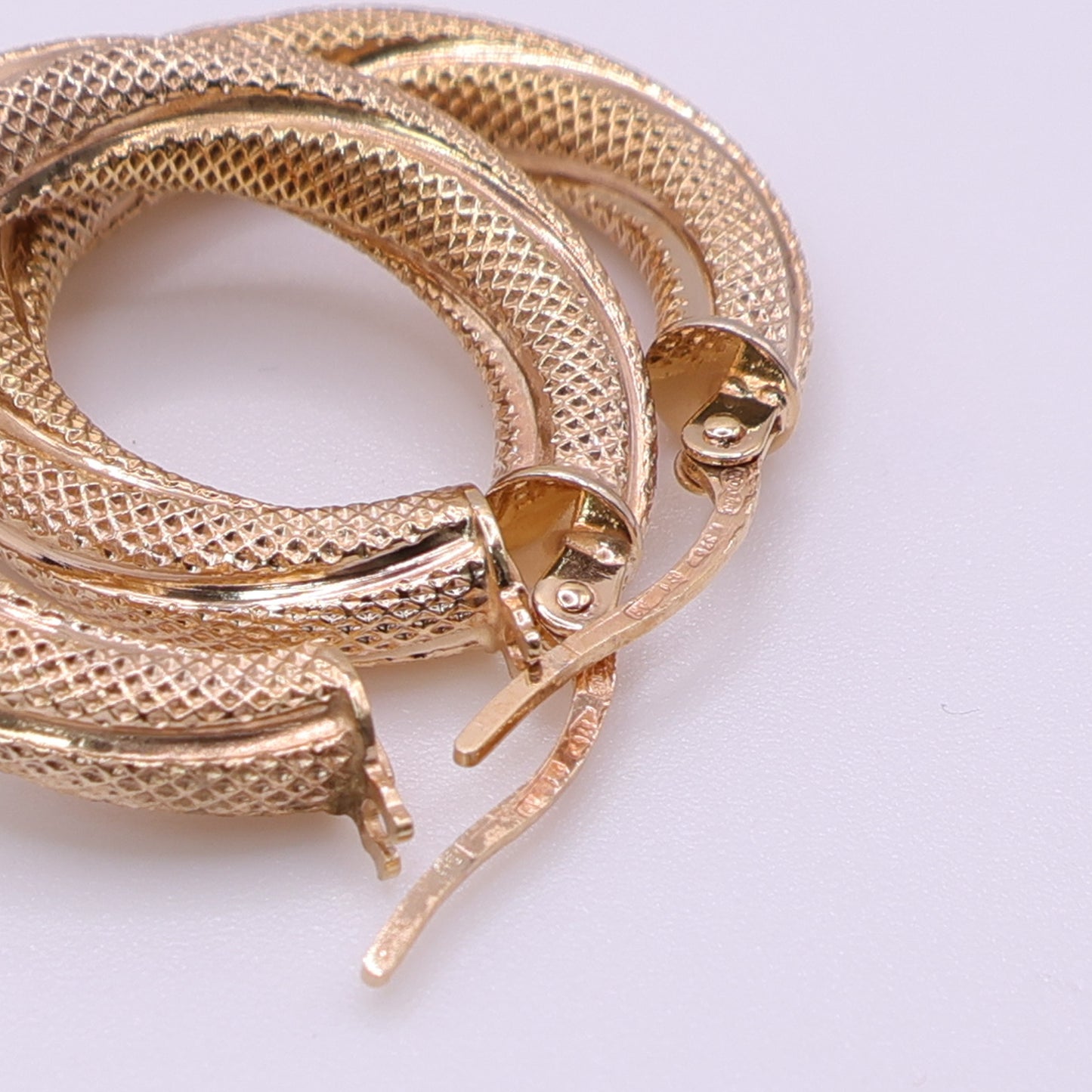 Second-Hand 9ct Gold 22mm Patterned Hoop Earrings