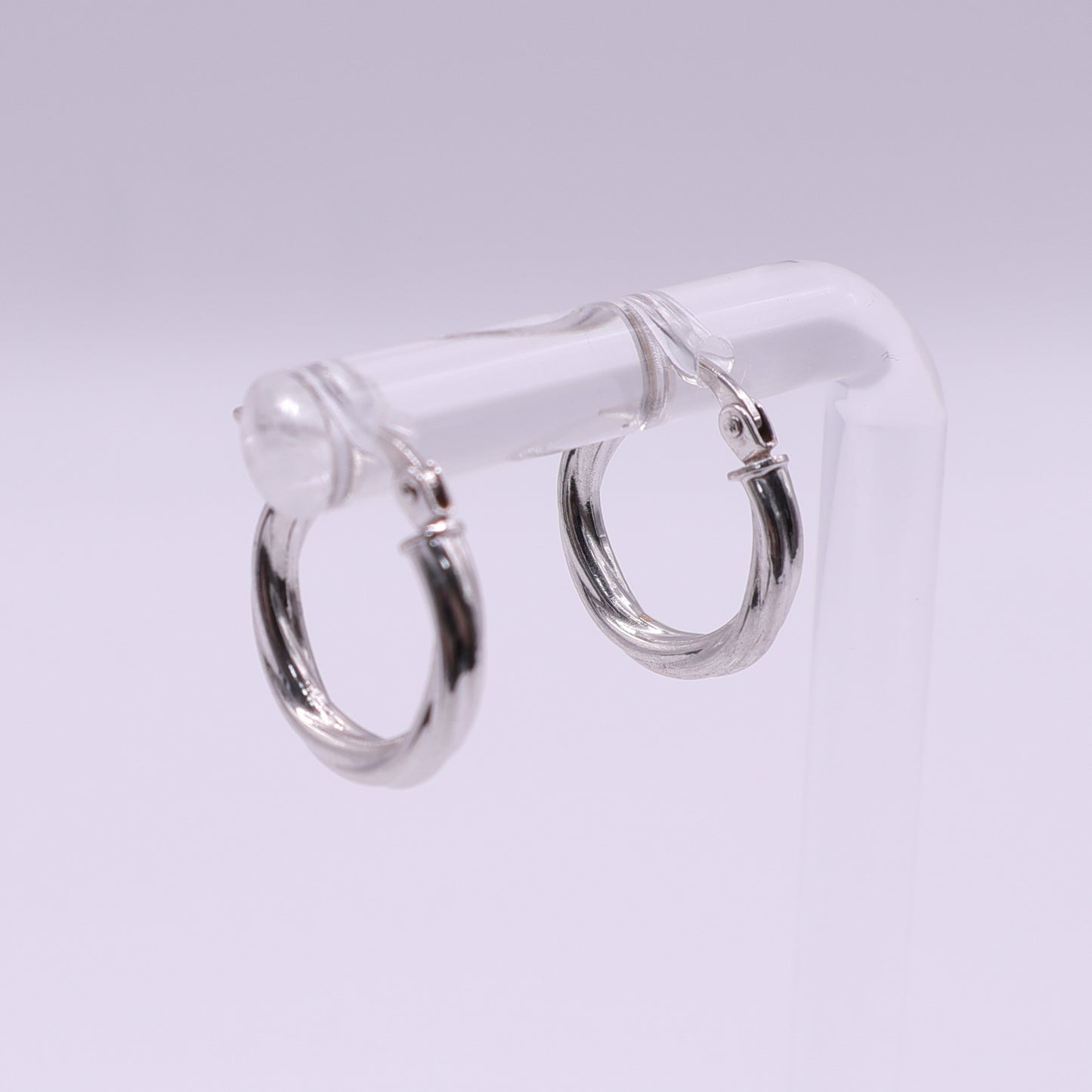 Second-Hand 9ct White Gold Textured Hoop Earrings