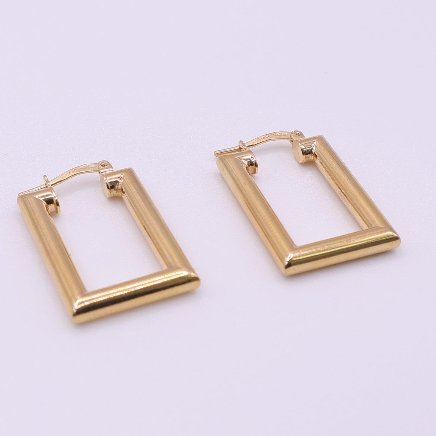 Second-Hand 9ct Yellow Gold Rectangular Hoop Earrings