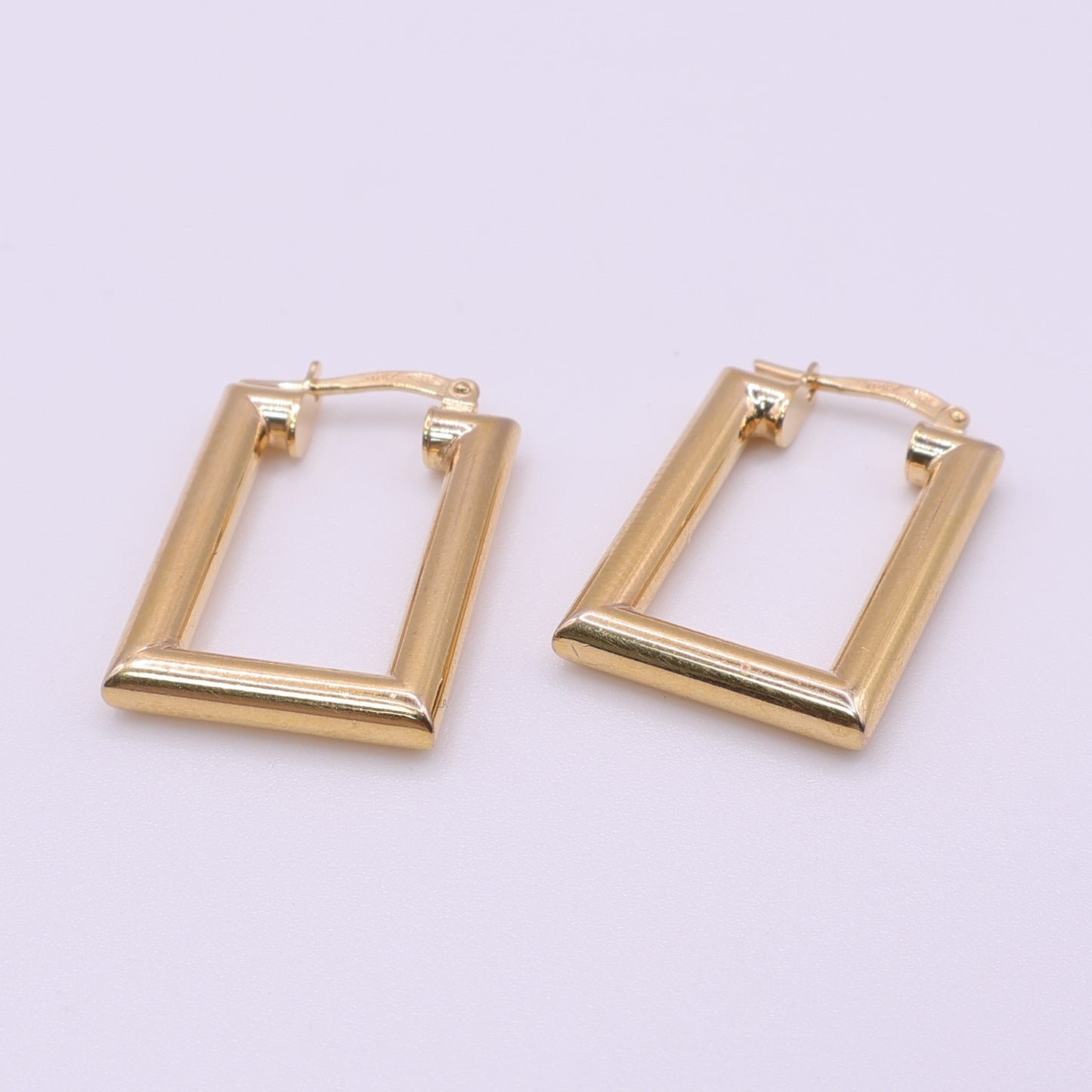 Second-Hand 9ct Yellow Gold Rectangular Hoop Earrings