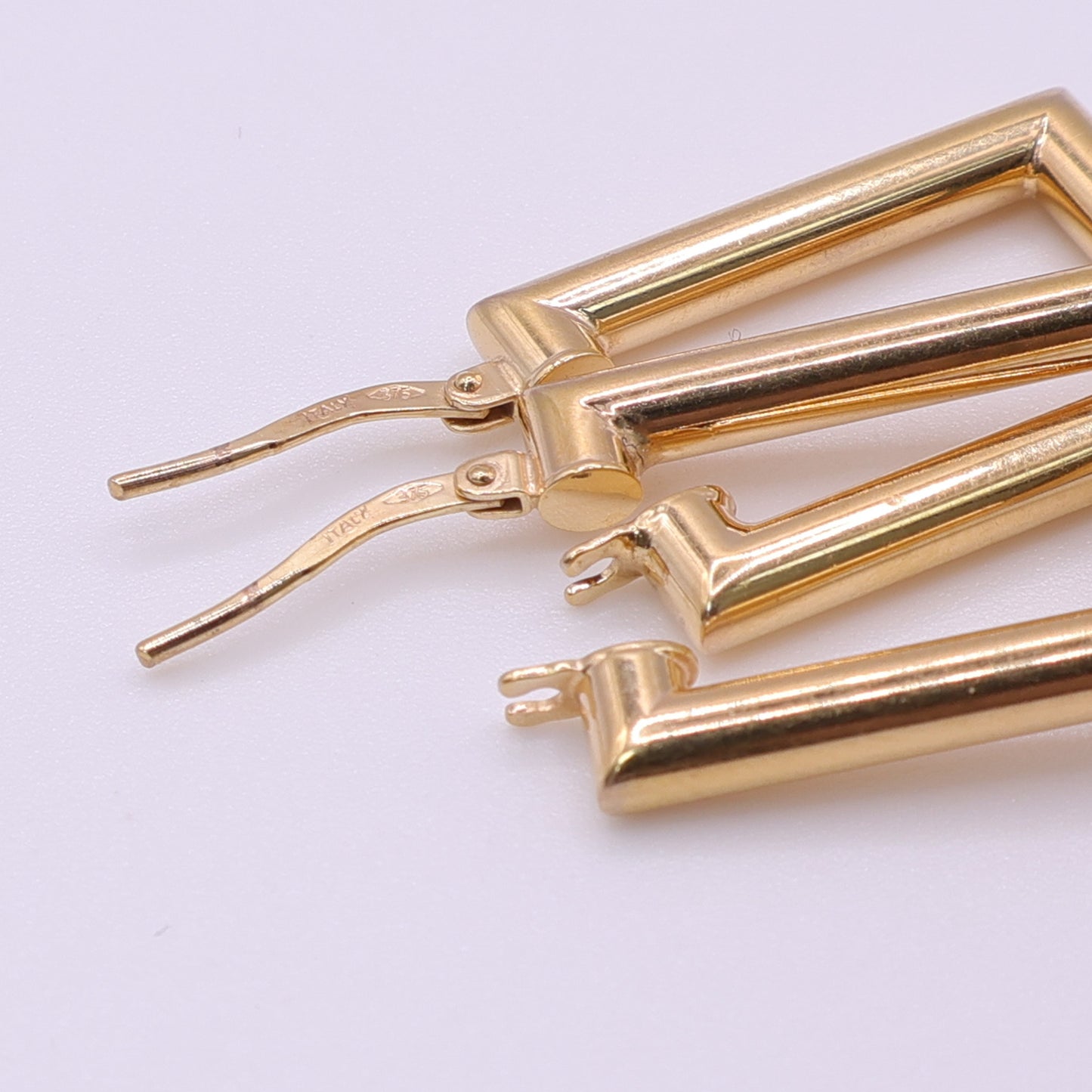 Second-Hand 9ct Yellow Gold Rectangular Hoop Earrings