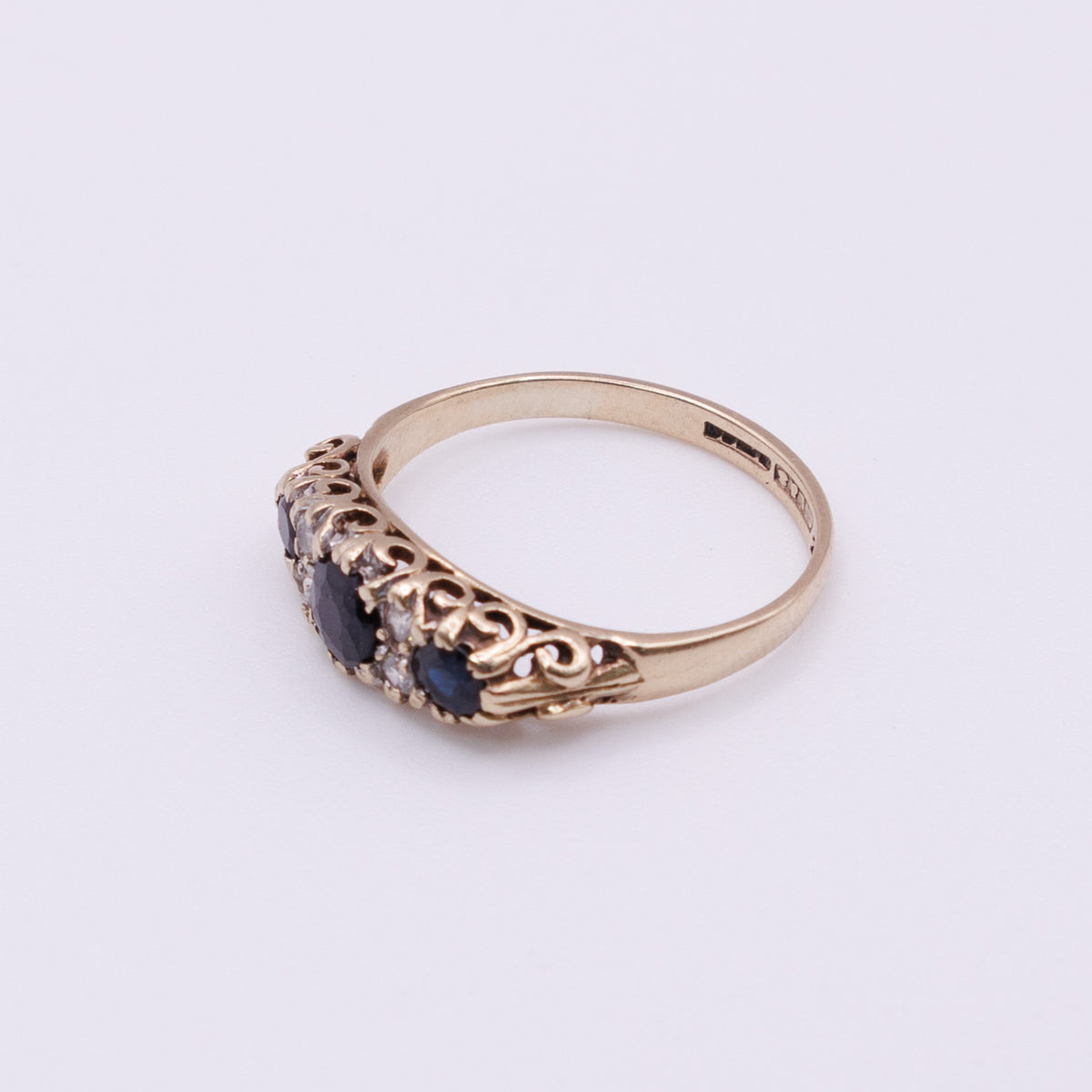 9ct Gold Sapphire and Cubic Zirconia Ring