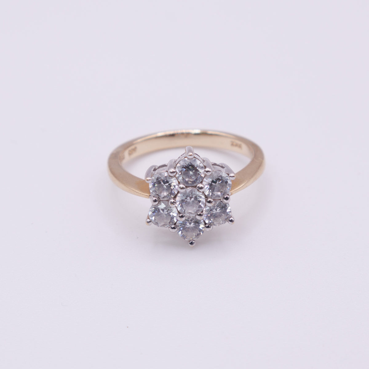 14ct Yellow Gold CZ Cluster Ring