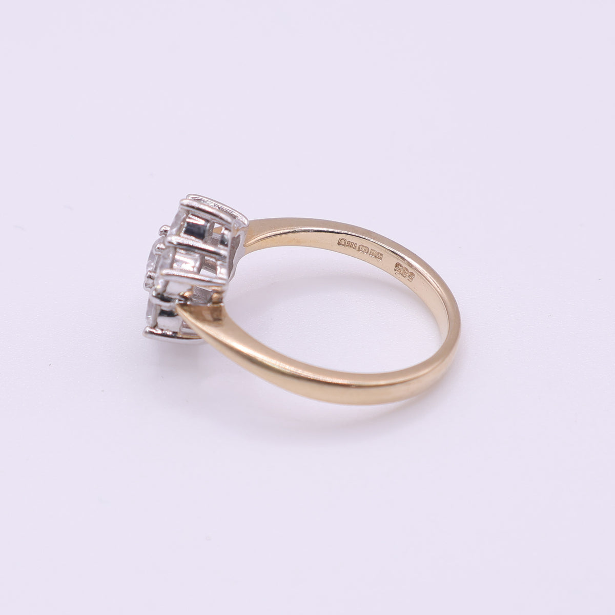 14ct Yellow Gold CZ Cluster Ring