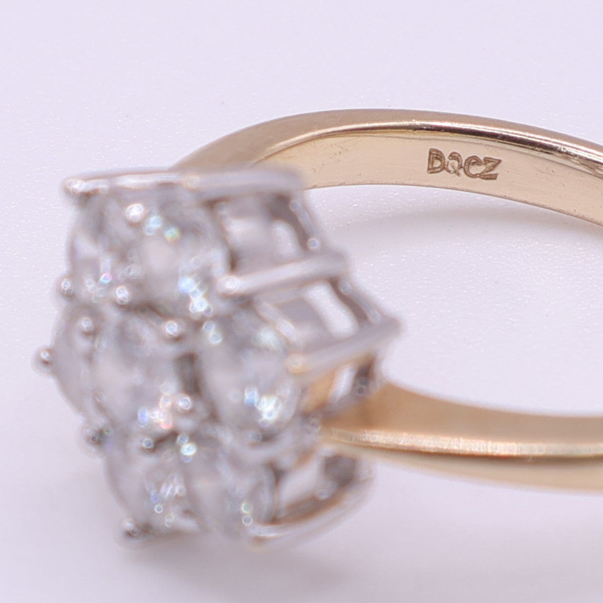 14ct Yellow Gold CZ Cluster Ring