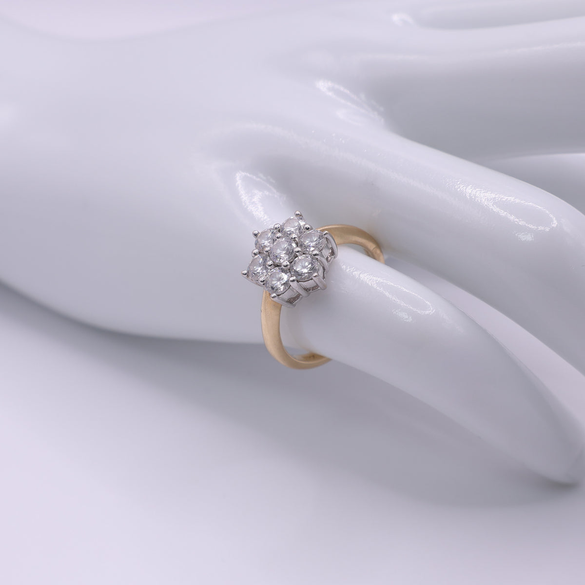14ct Yellow Gold CZ Cluster Ring