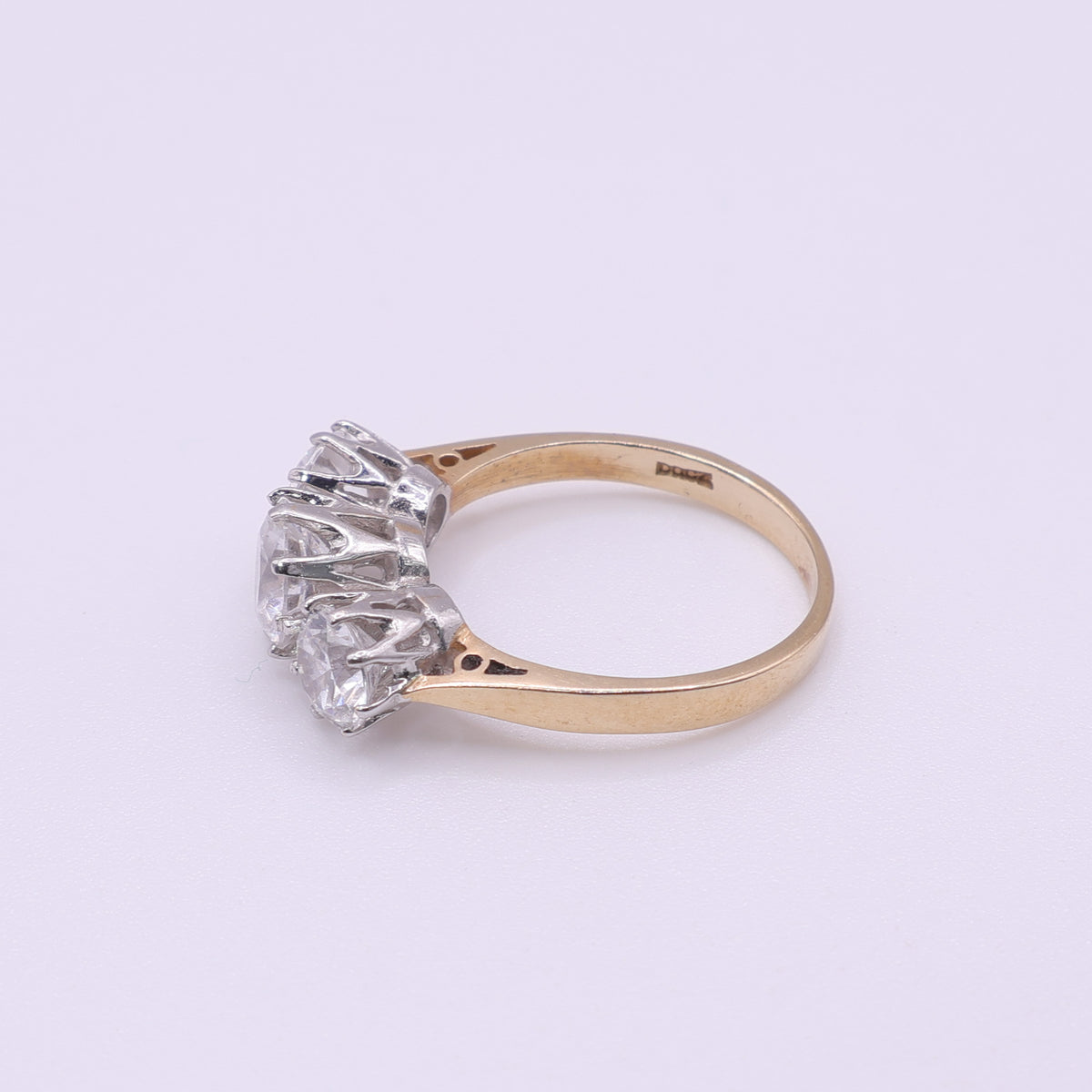14ct Yellow Gold CZ Three Stone Ring