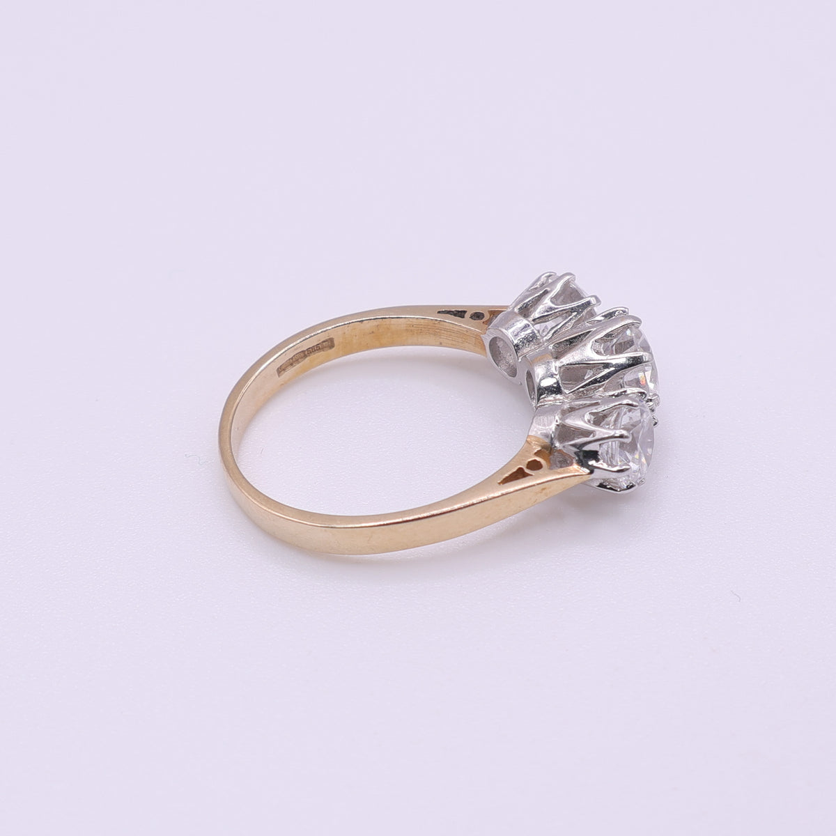 14ct Yellow Gold CZ Three Stone Ring