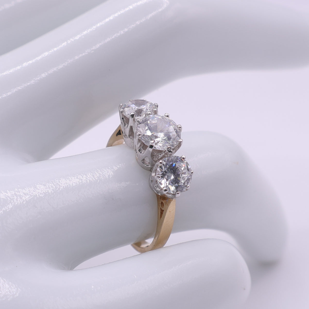 14ct Yellow Gold CZ Three Stone Ring