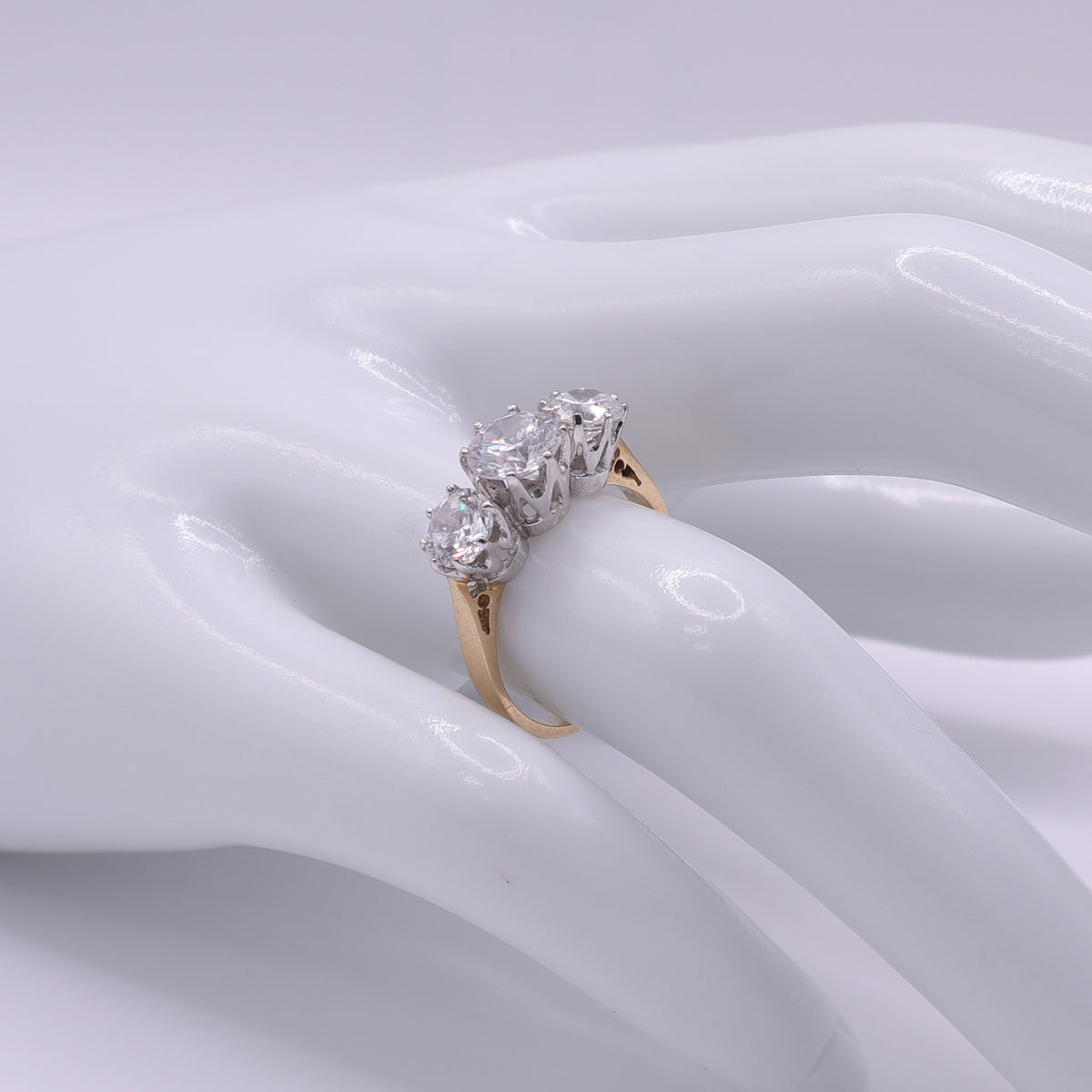 14ct Yellow Gold CZ Three Stone Ring