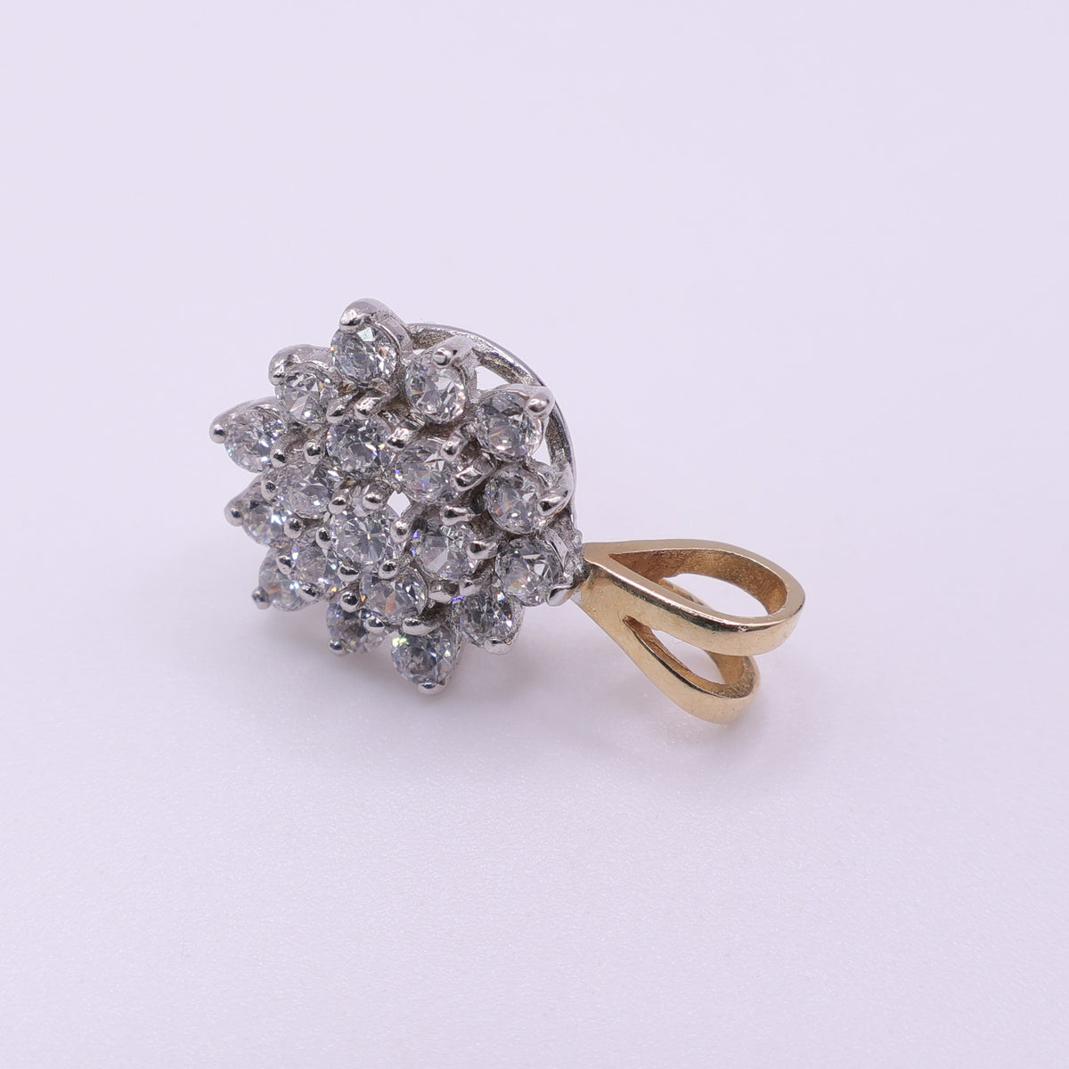 14ct Yellow Gold CZ Cluster Pendant