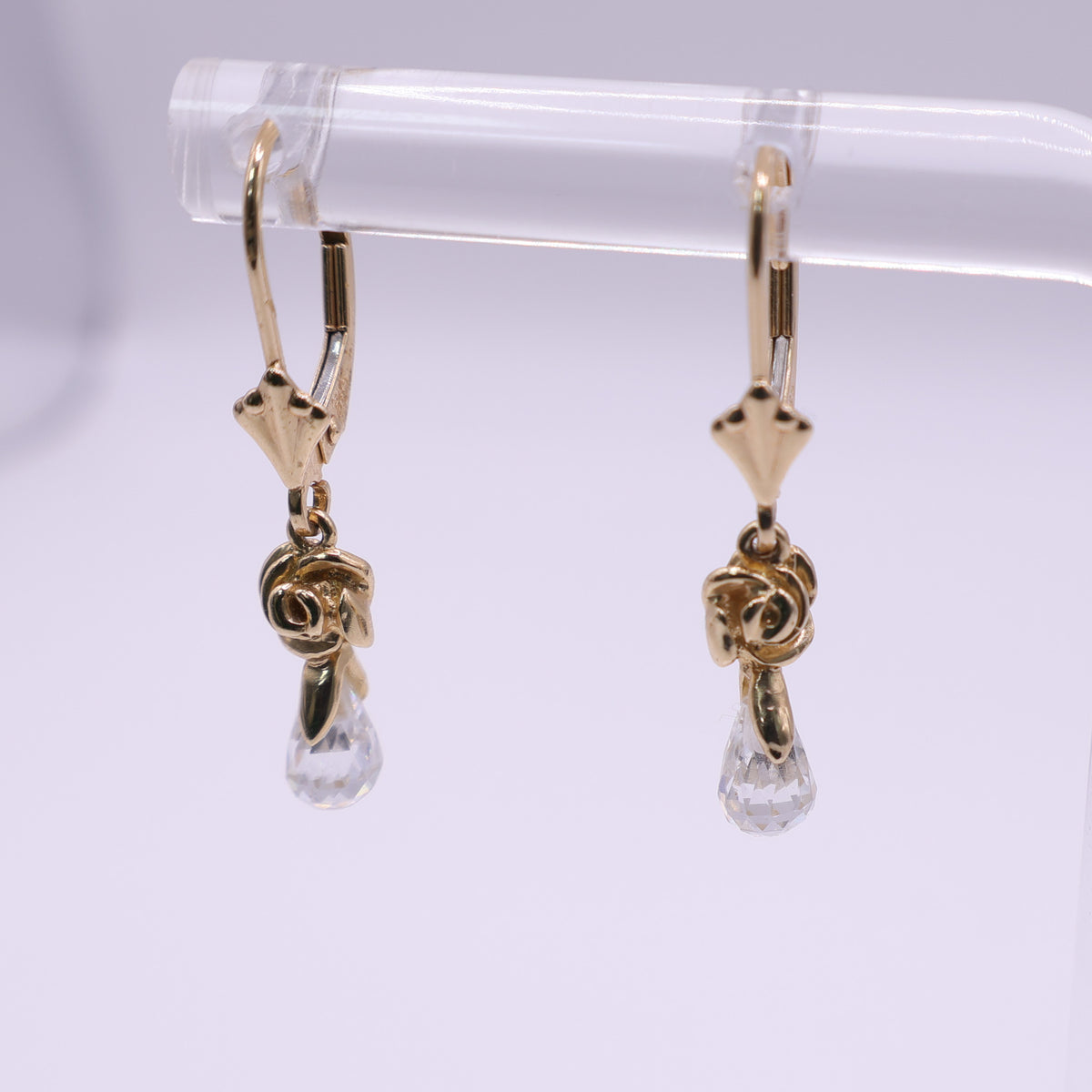 14ct Yellow Gold CZ Briolette Drop Earrings