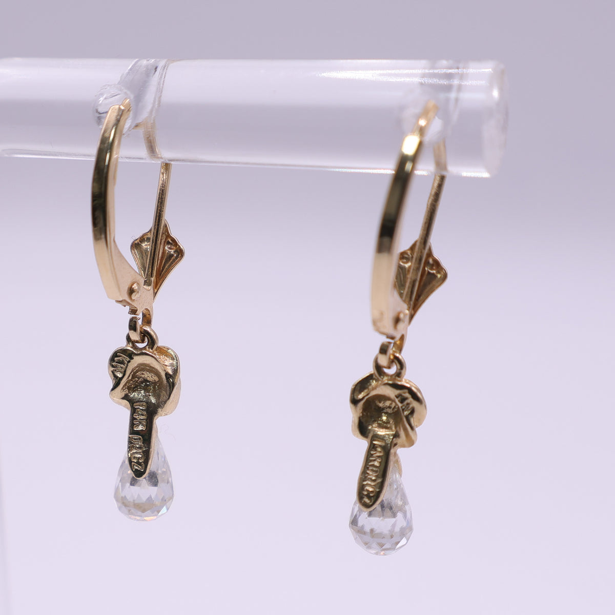14ct Yellow Gold CZ Briolette Drop Earrings