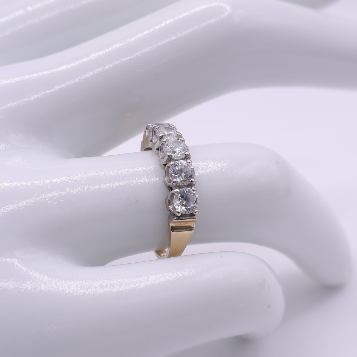 14ct Yellow Gold CZ Half Eternity Ring