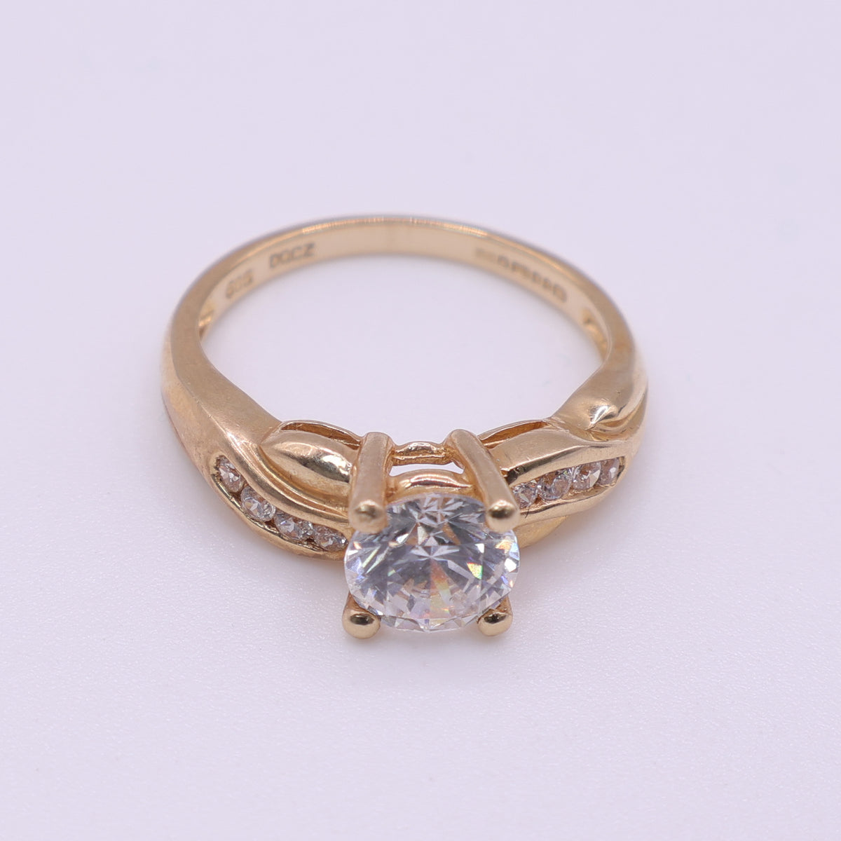 14ct Gold Channel Set CZ Engagement-Style Ring